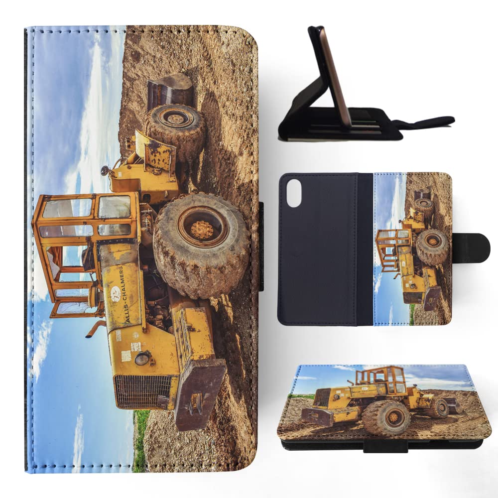 Cool Farmers Yellow Tractor Flip Wallet Phone Case for Apple iPhone X/Xs - Durable Protective Cover with Card Slots | Perfect for Farming Enthusiasts & Outdoor Activities