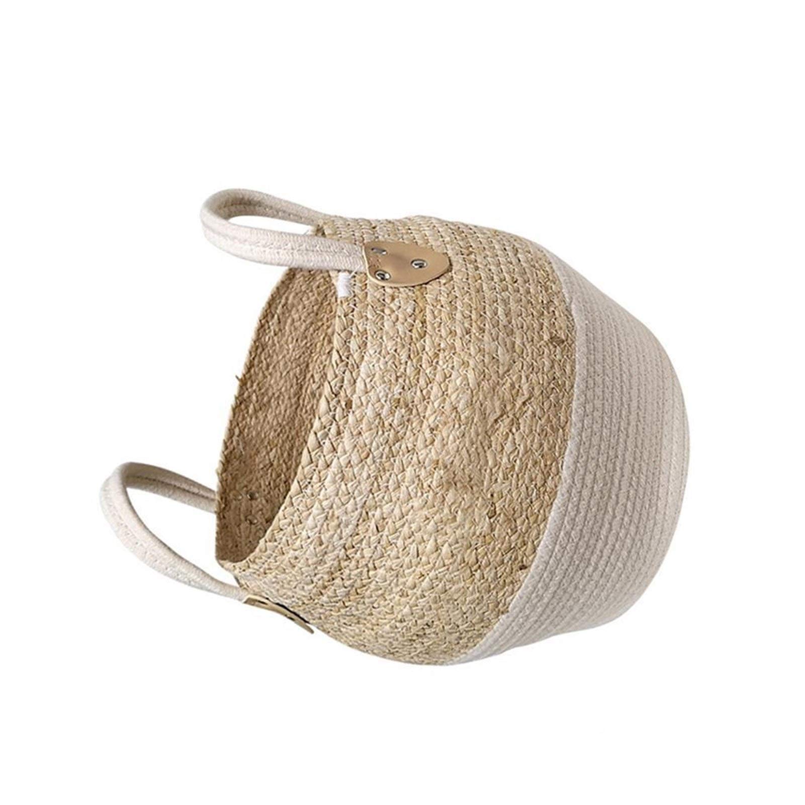 Fuxwlgs Woven Storage Basket - Handmade Desktop Organizer for Snacks, Toys, Straws | Natural Home Decor for Living Room, Bedroom & Office (Medium Size)