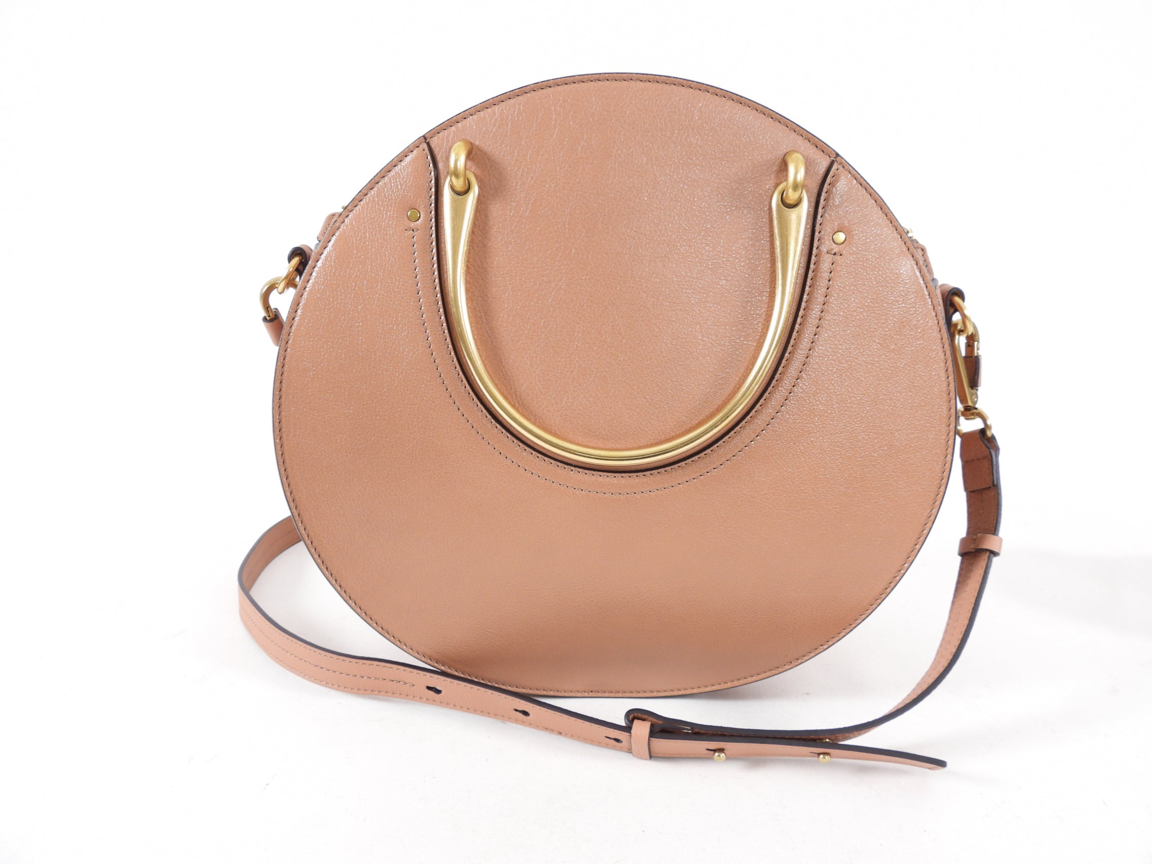Chloe Large Nougat Leather Round Pixie Bag - Stylish Women's Shoulder Handbag for Work, Travel & Evening Out