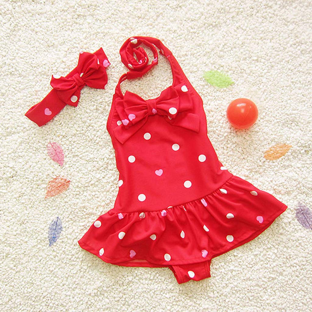 **Girls One Piece Swimsuits - Cute Dot Print Halter Ruffle Bathing Suit for Toddlers & Kids | Quick Dry Swimwear for Beach, Pool & Summer Play**