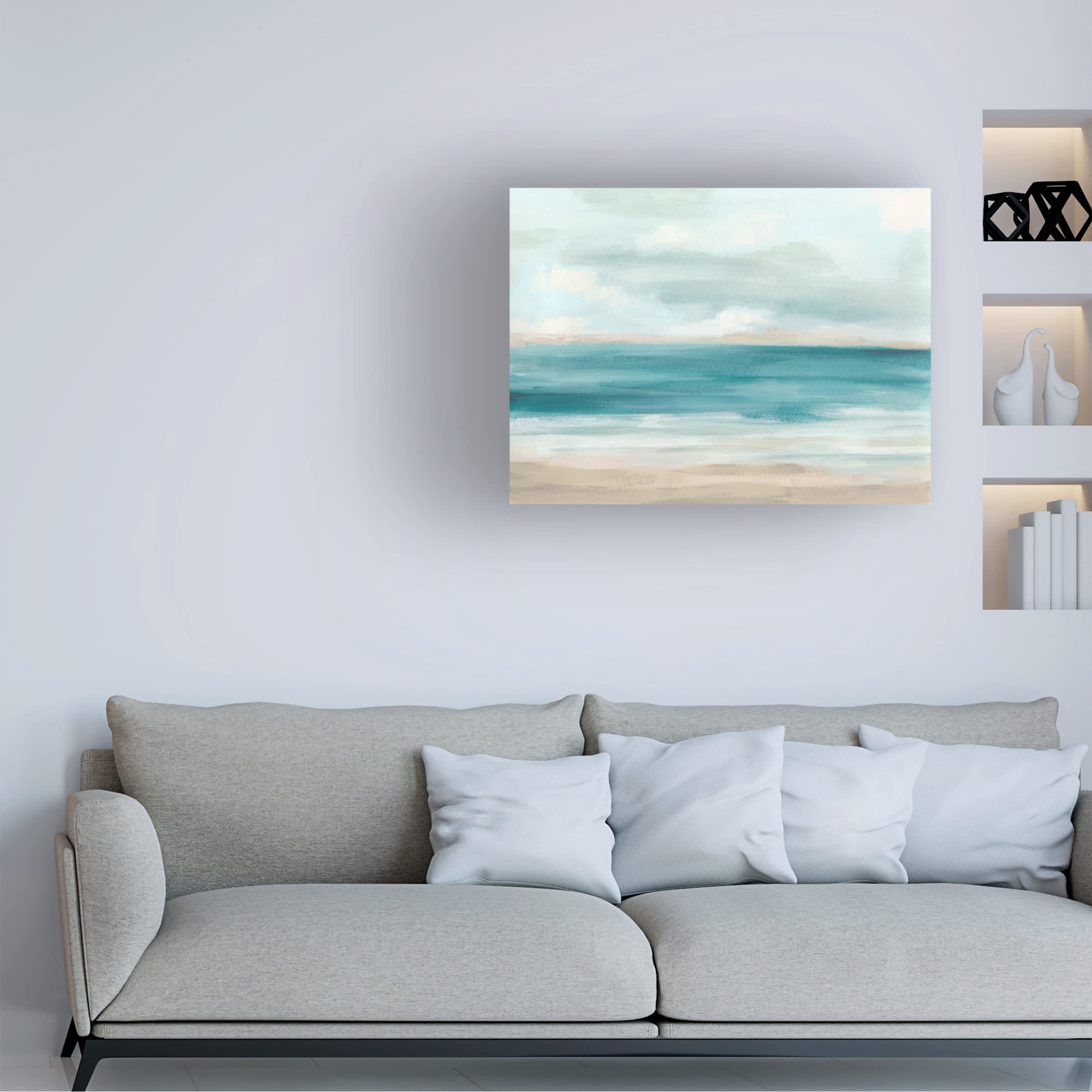 Trademark Fine Art 'Sand and Sky I' Canvas Wall Art by June Erica Vess - Modern Beach Landscape Painting for Living Room, Bedroom & Office Decor