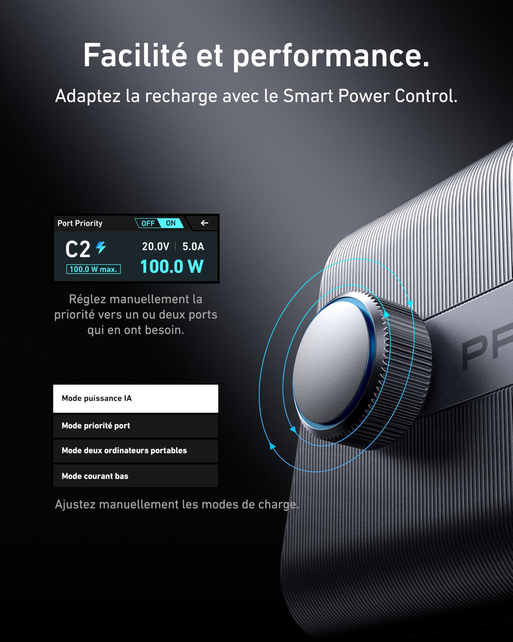 Anker Prime 250W 6-Port GaN USB C Fast Charging Station with LCD Display & Smart Control Wheel - Compatible with MacBook Pro/Air, iPhone 16/15/14, Pixel, Galaxy, Apple Watch - Perfect for Home, Office & Travel Charging Multiple Devices Simultaneously