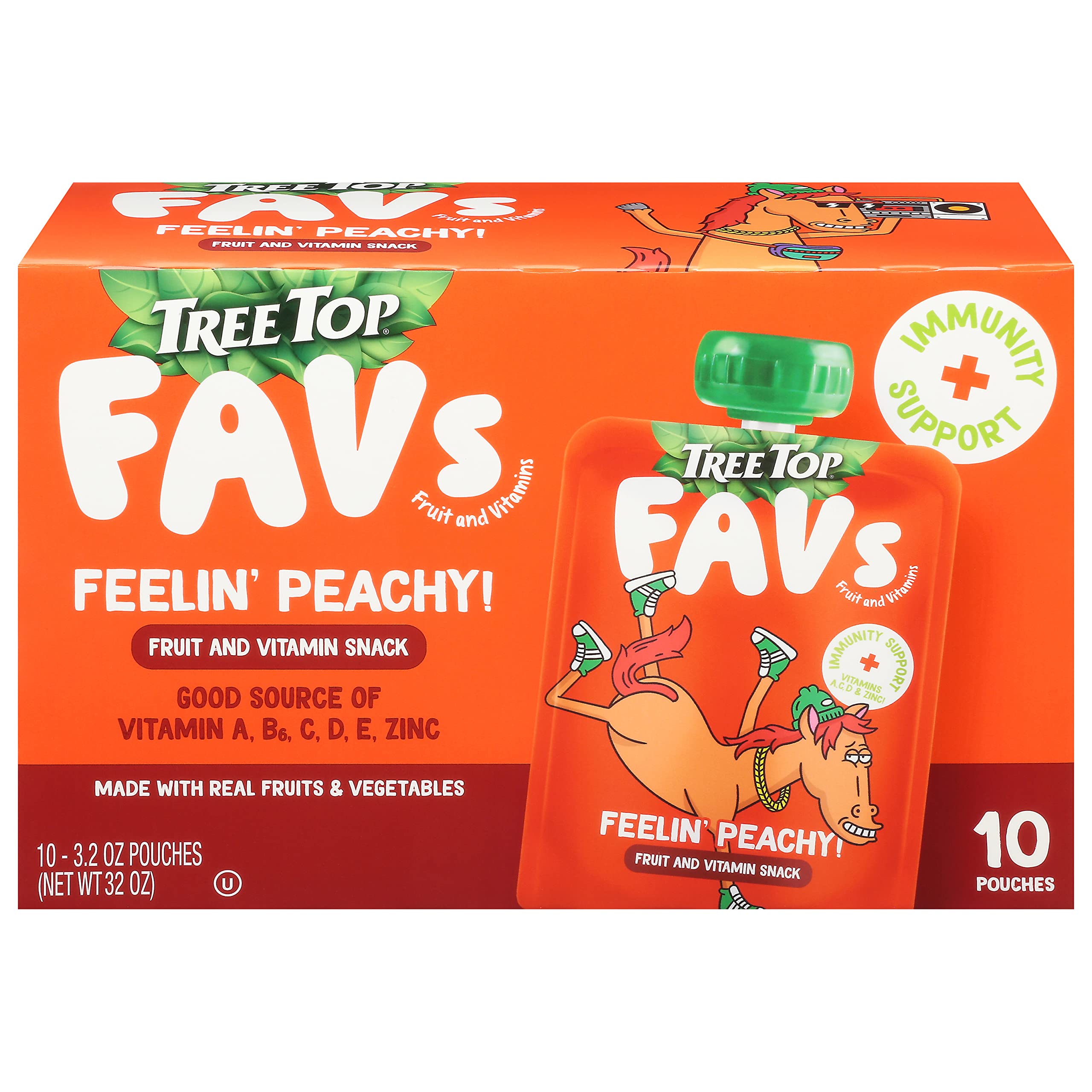 Organic Tree Top Peach Fruit Pouches, 3.2 oz (Pack of 10) | Healthy Kids Snacks, Lunch Box Treats & On-the-Go Fruit Puree for Toddlers