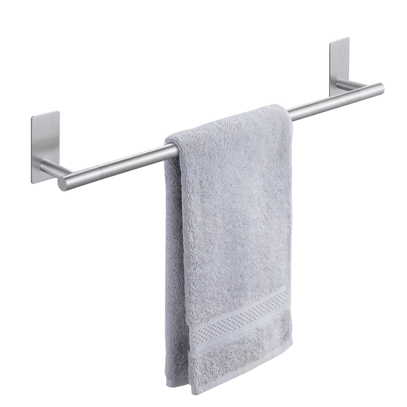 23.6 Inch No Drill Bathroom Towel Bar - SUS304 Stainless Steel Wall Mount Towel Rack Holder with Brushed Finish - Perfect for Bathrooms, Kitchens & Laundry Rooms (Model BTH7300S60-2)
