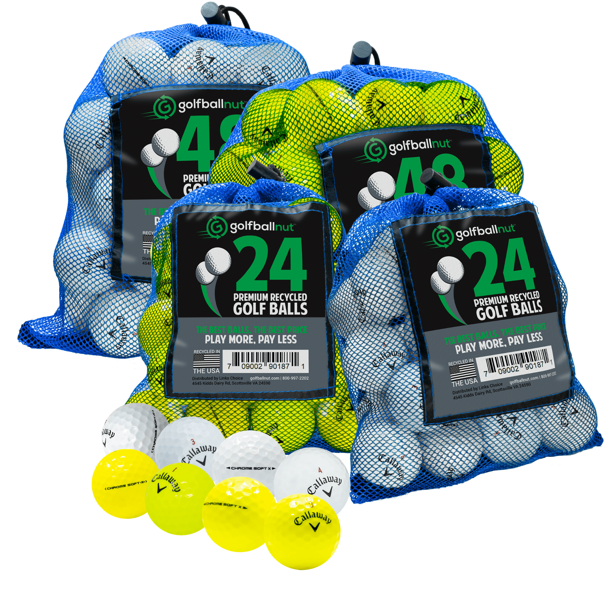 Used Callaway Chrome Soft X Tour Mix Golf Balls - 12/24/36 Pack Bulk Mesh Bags for Practice & Tournament Play | Premium Recycled Golf Balls for Driving Range, Course & Training