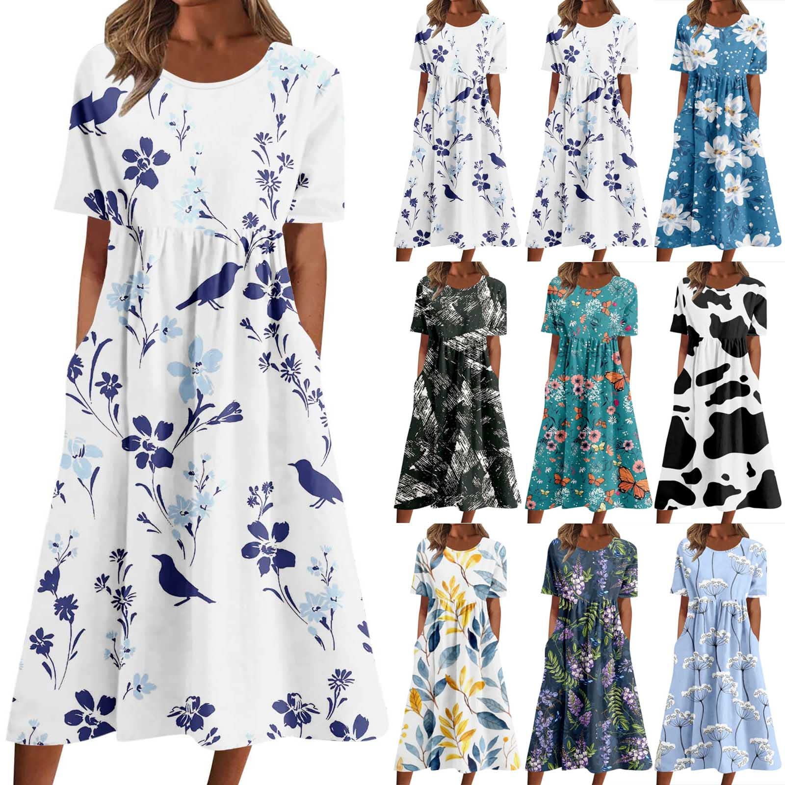2025 Women's Summer Dresses - Trendy Plus Size Floral Boho Shirt Dress with Pockets | Casual Flowy Spring Dress for Beach, Vacation & Everyday Wear