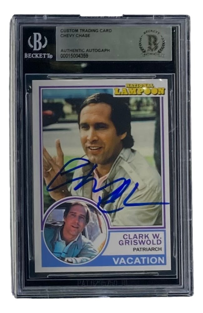 Chevy Chase Autographed Slabbed Vacation Clark Griswold Trading Card - Authentic Collectible for Movie Fans & Holiday Decor