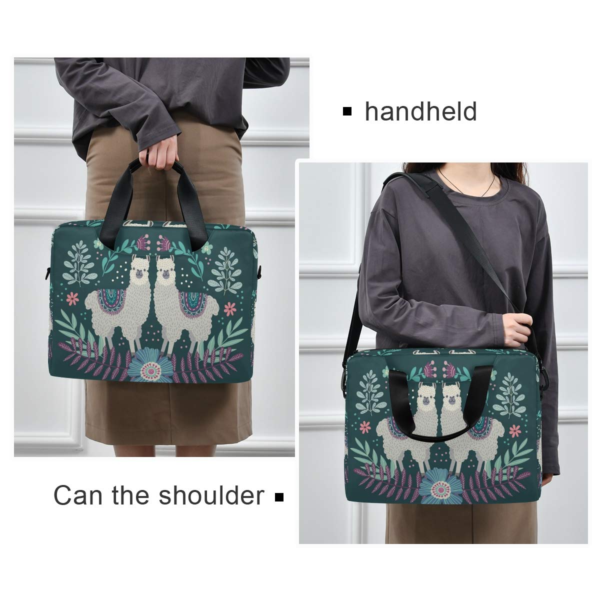 ALAZA Cartoon Llamas Laptop Sleeve Case - Portable Crossbody Messenger Bag with Adjustable Strap for 13 14 15.6 Inch MacBook & Laptops - Perfect for Work, School & Travel