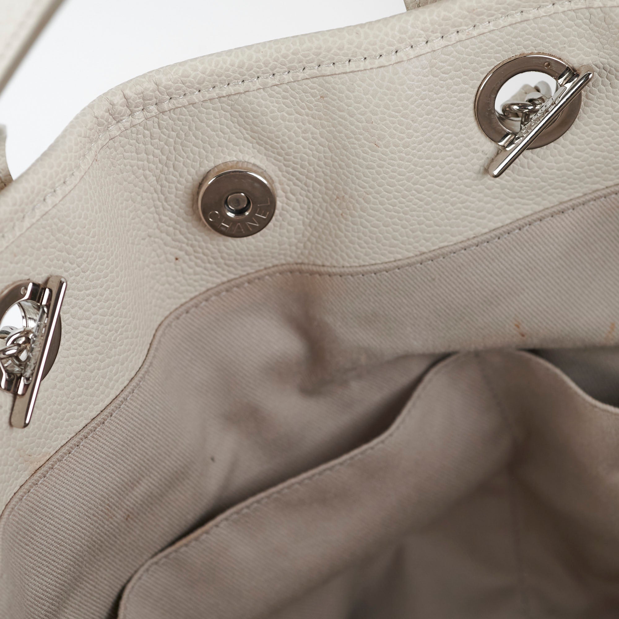 Chanel Calfskin Deauville White Tote Bag - Luxury Leather Handbag for Women | Perfect for Work, Travel & Everyday Use
