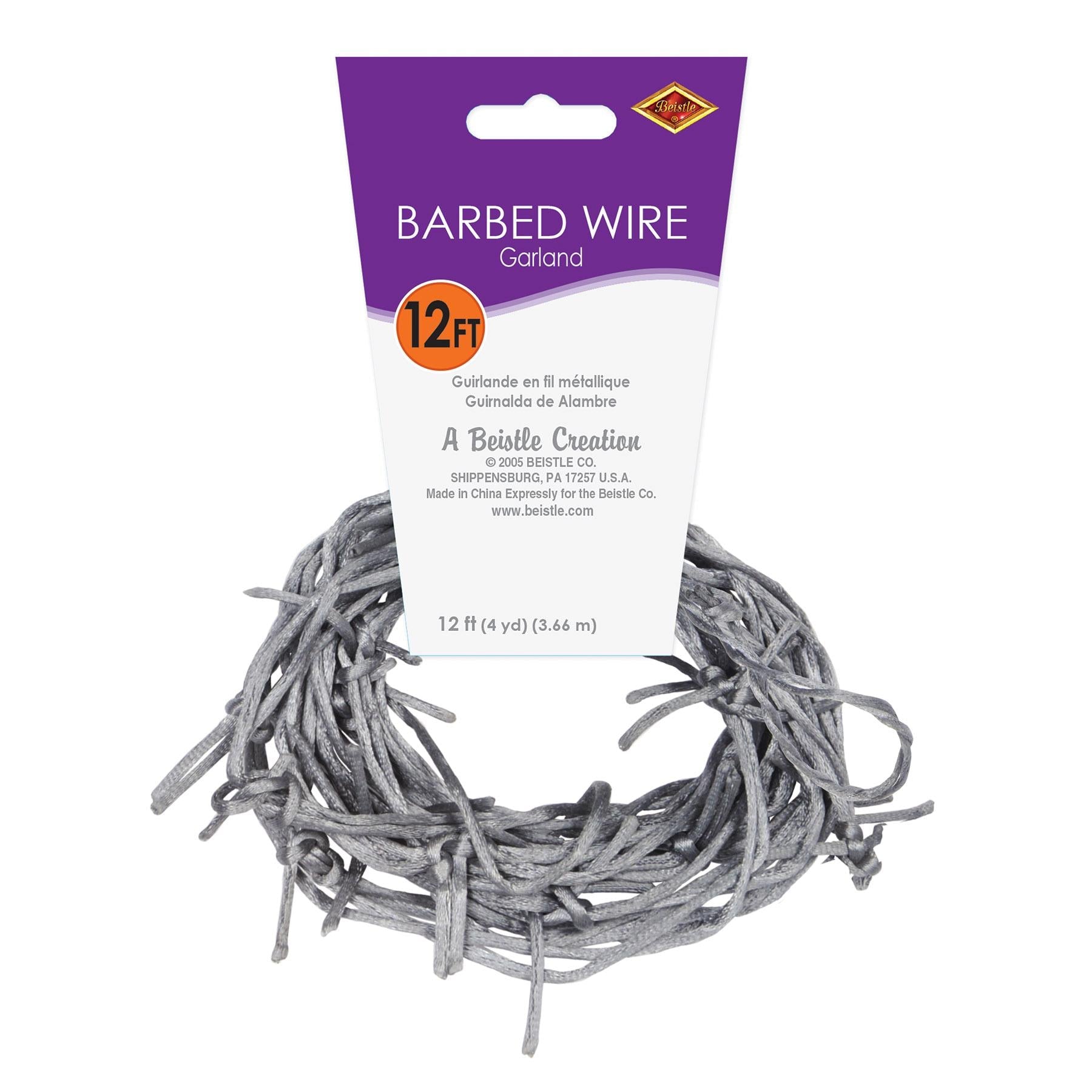 12 Pack Beistle Halloween Silver Barbed Wire Garland - Spooky Party Decor for Haunted House, Halloween Party & Outdoor Decorations