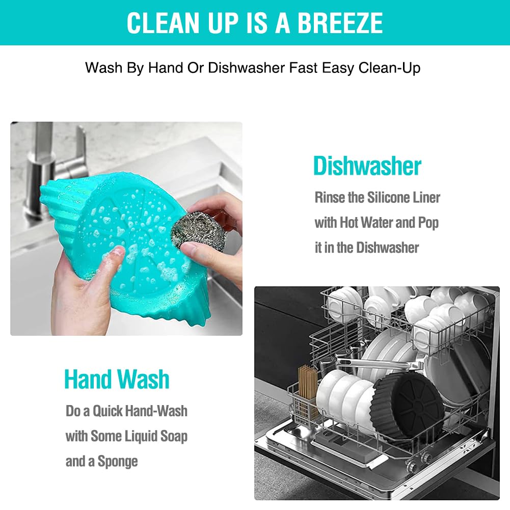 Non-Stick Silicone Air Fryer Liners for Ninja AF101, AF141, AF150, AF161 XL & Most 3-5QT Air Fryers | Reusable Microwave & Oven Safe Accessories | Perfect for Ninja Foodi, Healthy Cooking & Easy Cleanup