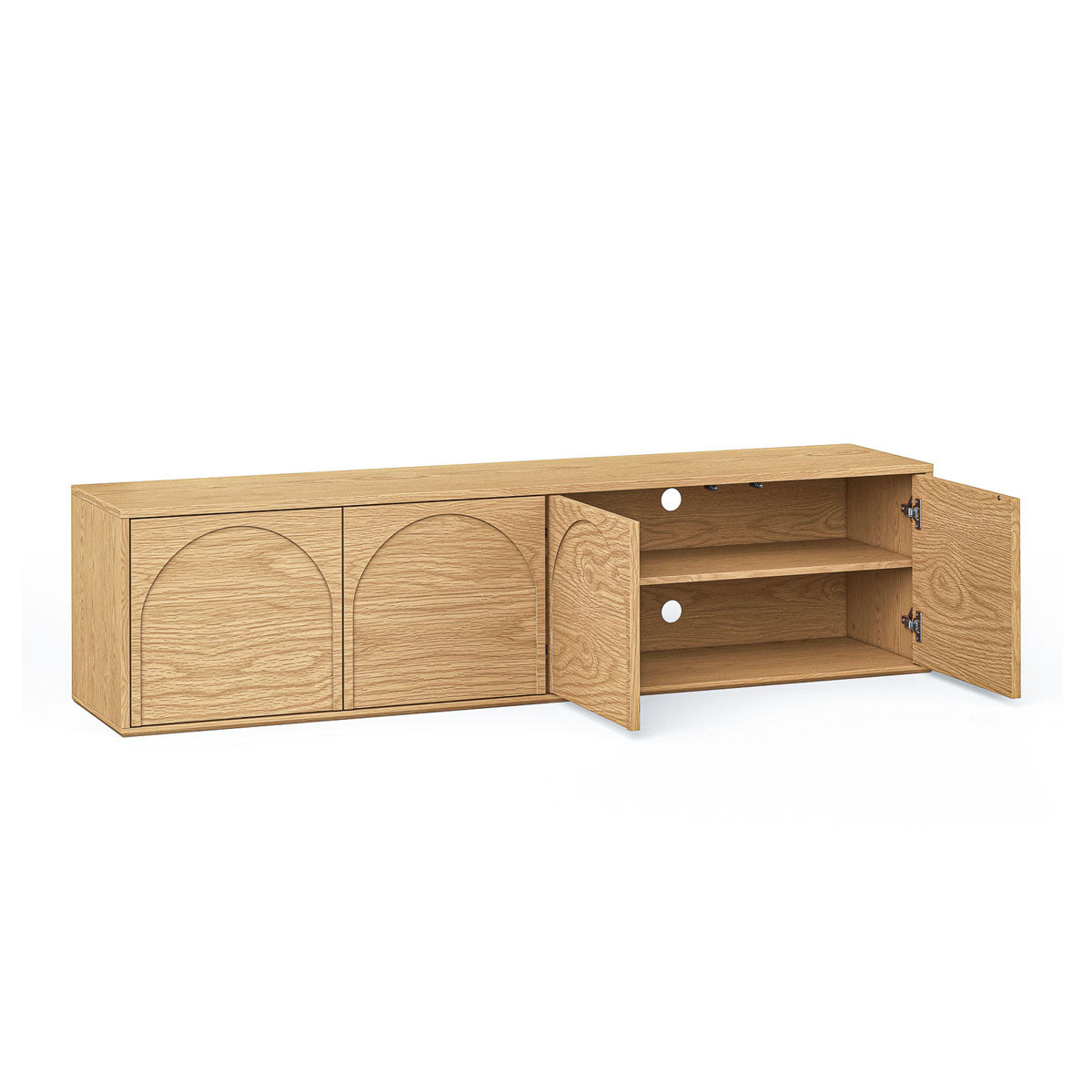 Modern Aurora 4-Door TV Stand with Storage - Solid Wood Entertainment Center for Living Room, Bedroom & Home Theater Setup