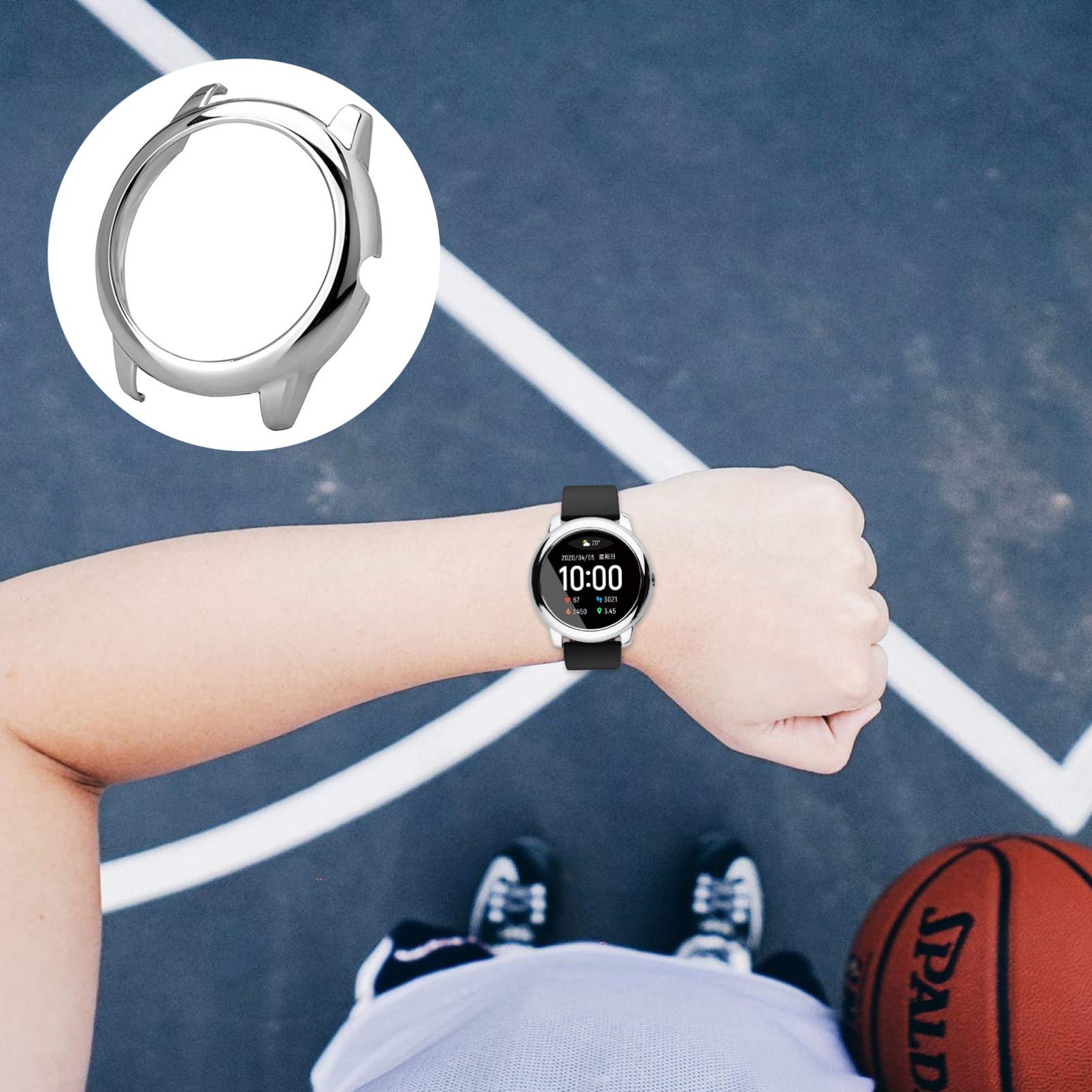 HemoBllo 1PC Shockproof Watch Protector Case Cover - Round Smartwatch Bumper Frame for Apple Watch, Samsung Galaxy Watch - Scratch & Drop Resistant for Workout, Running, Outdoor Activities