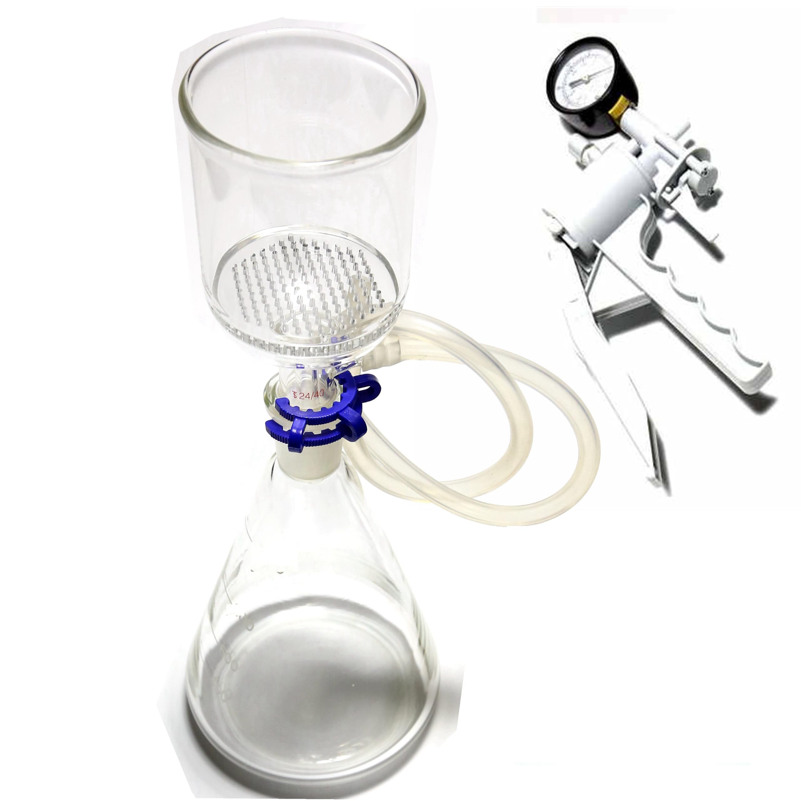 500ml Suction Filtration Device with 47mm Buchner Funnel & Glass Flask - Vacuum Pump Included for Lab Experiments, Chemistry Filtering, and Scientific Research