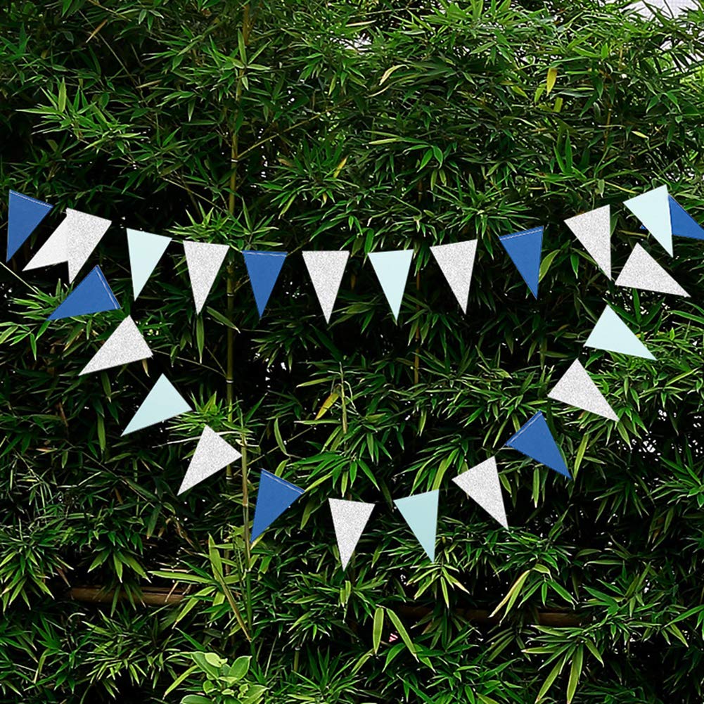 Blue Boys Baby Shower & Birthday Party Bunting Banner - Carnival Pennant Streamers, Flags & Decorations for Nursery, Birthday Celebrations & Outdoor Events