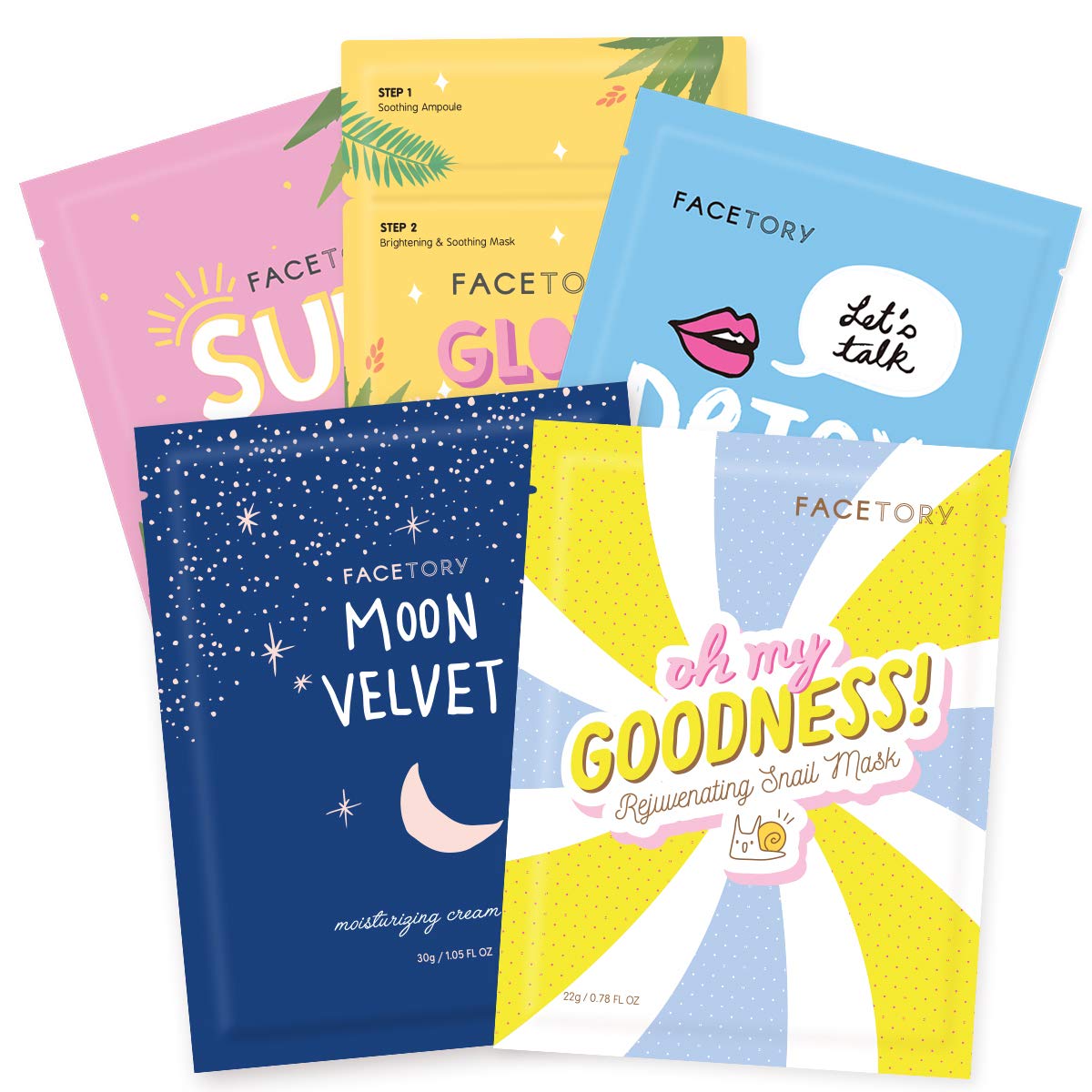 Premium K-Beauty Sheet Mask Set - 5pc Korean Face Masks for All Skin Types | Hydrating & Soothing Skincare for Daily Use