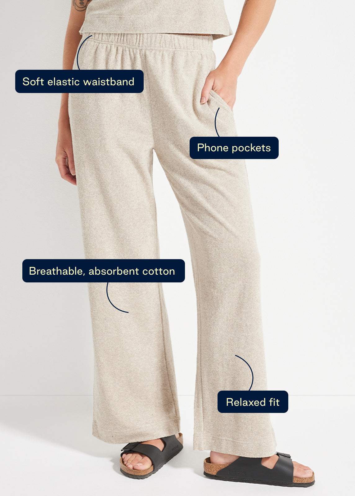 Coastal Terry Pants for Women - Soft & Comfortable Lounge Pants - Perfect for Relaxing at Home, Yoga, and Casual Wear