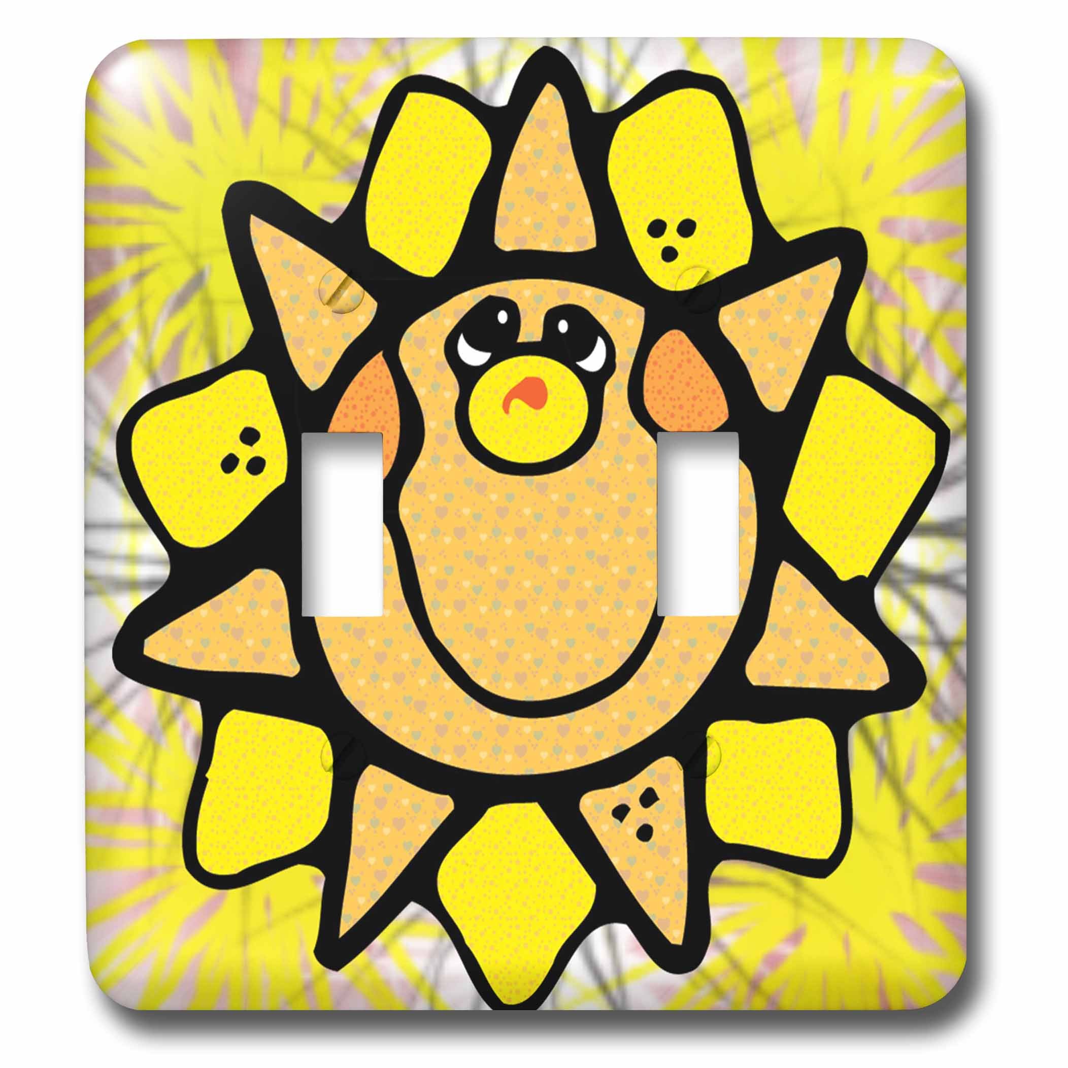 3D Rose Cute Country Smiling Sun Double Toggle Switch - Decorative Light Switch Cover for Home, Kitchen, Bedroom & Nursery Decor