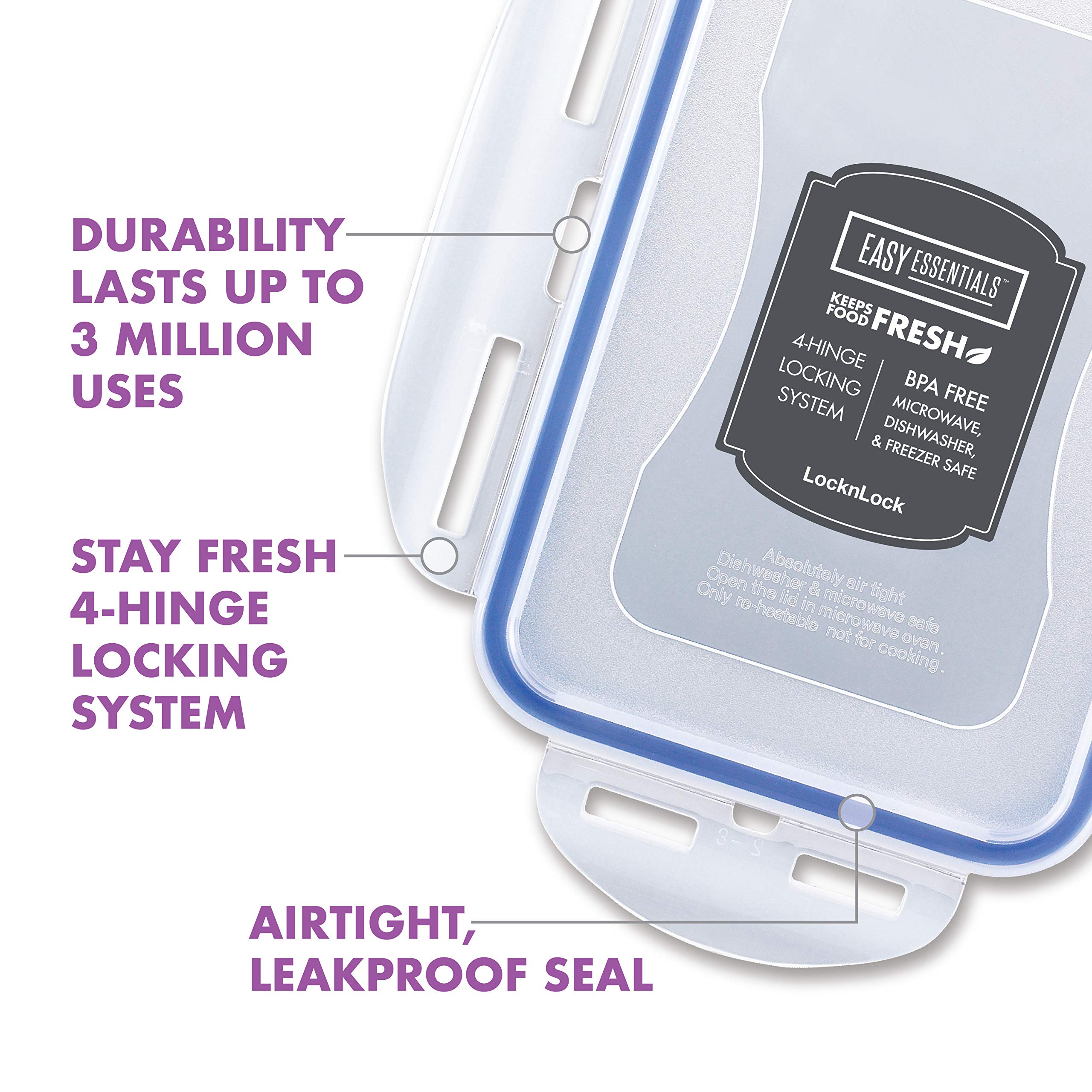 LOCK & LOCK 4-Piece Clear Food Storage Container Set | Airtight Kitchen Organization for Meal Prep, Leftovers & Pantry Storage