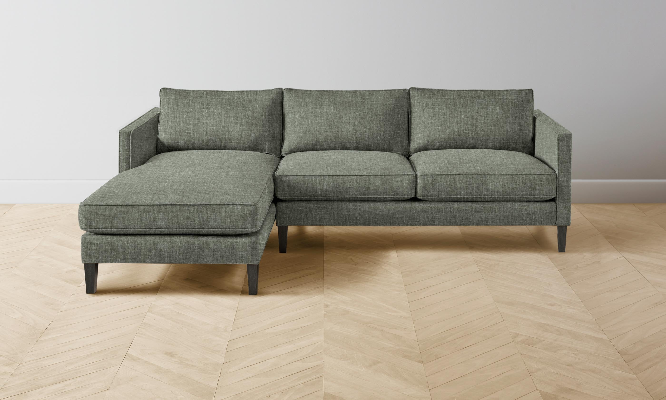 Crosby Sectional Sofa with Heritage Belgian Linen Upholstery in Thyme - Perfect for Living Room, Lounge & Family Room Comfort