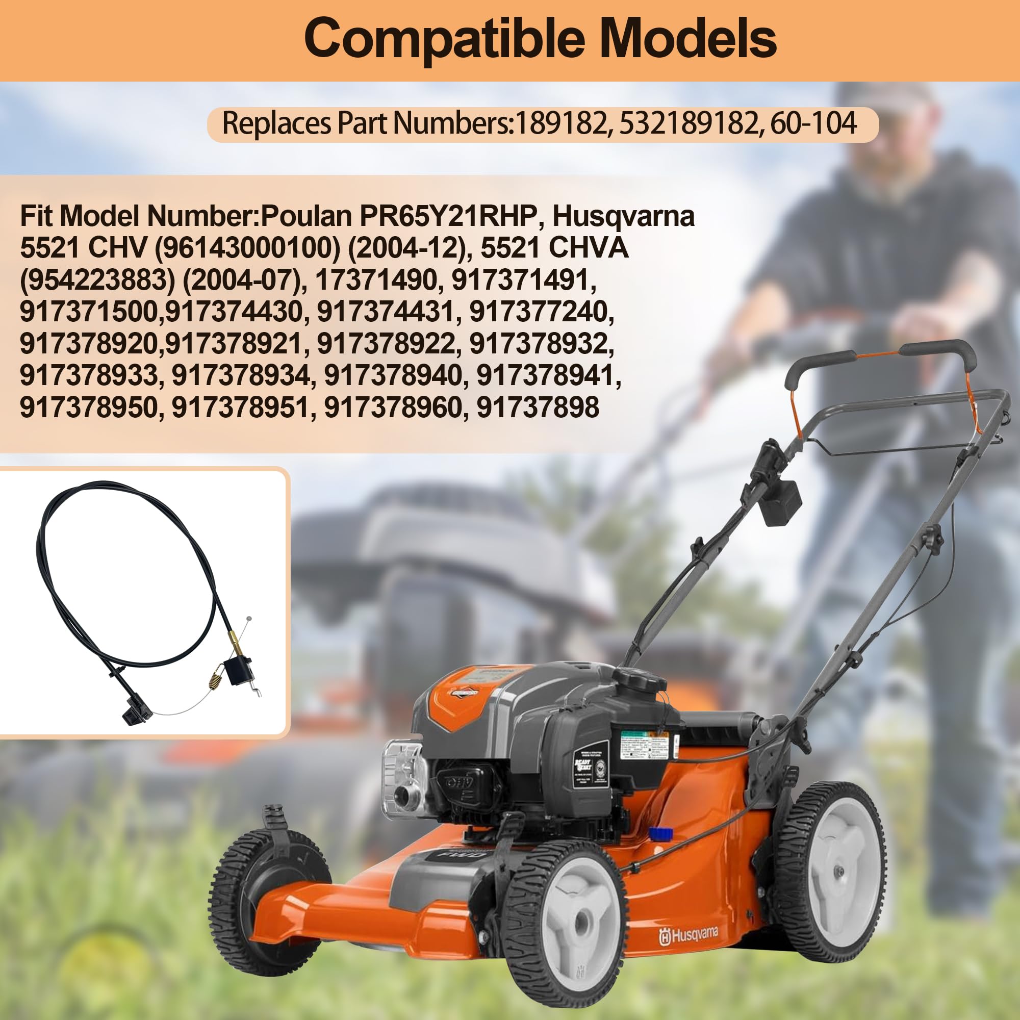 Husqvarna Craftsman Lawn Mower Drive Cable - Compatible with 917378950/951/960 - for Self-Propelled Mowers