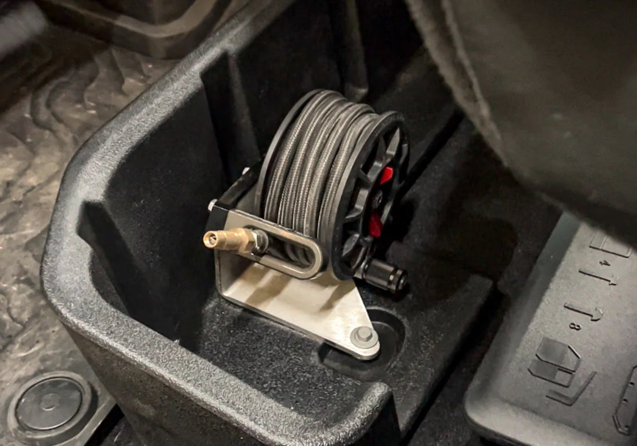 Jeep Gladiator JT APEX Compact Air Hose Reel System (CRS) Under Seat Mounting Bracket - Heavy Duty Air Compressor Accessory for Off-Roading, Camping & Garage Use