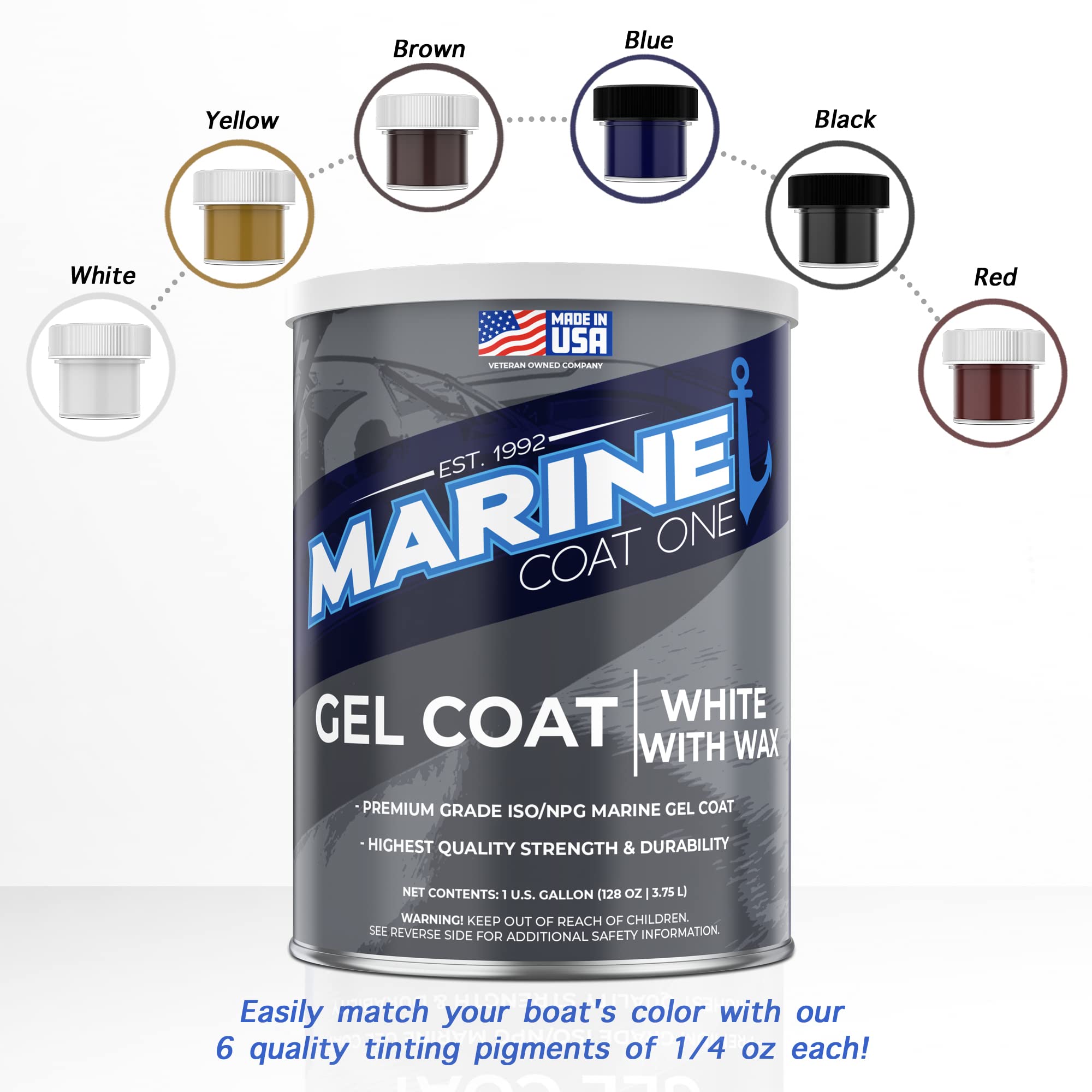 Premium White Iso/Npg Gel Coat with Wax & MEKP Catalyst - Fiberglass Repair Kit for Boats, Marine, RV & Automotive Applications - Durable Waterproof Finish for Professional & DIY Projects
