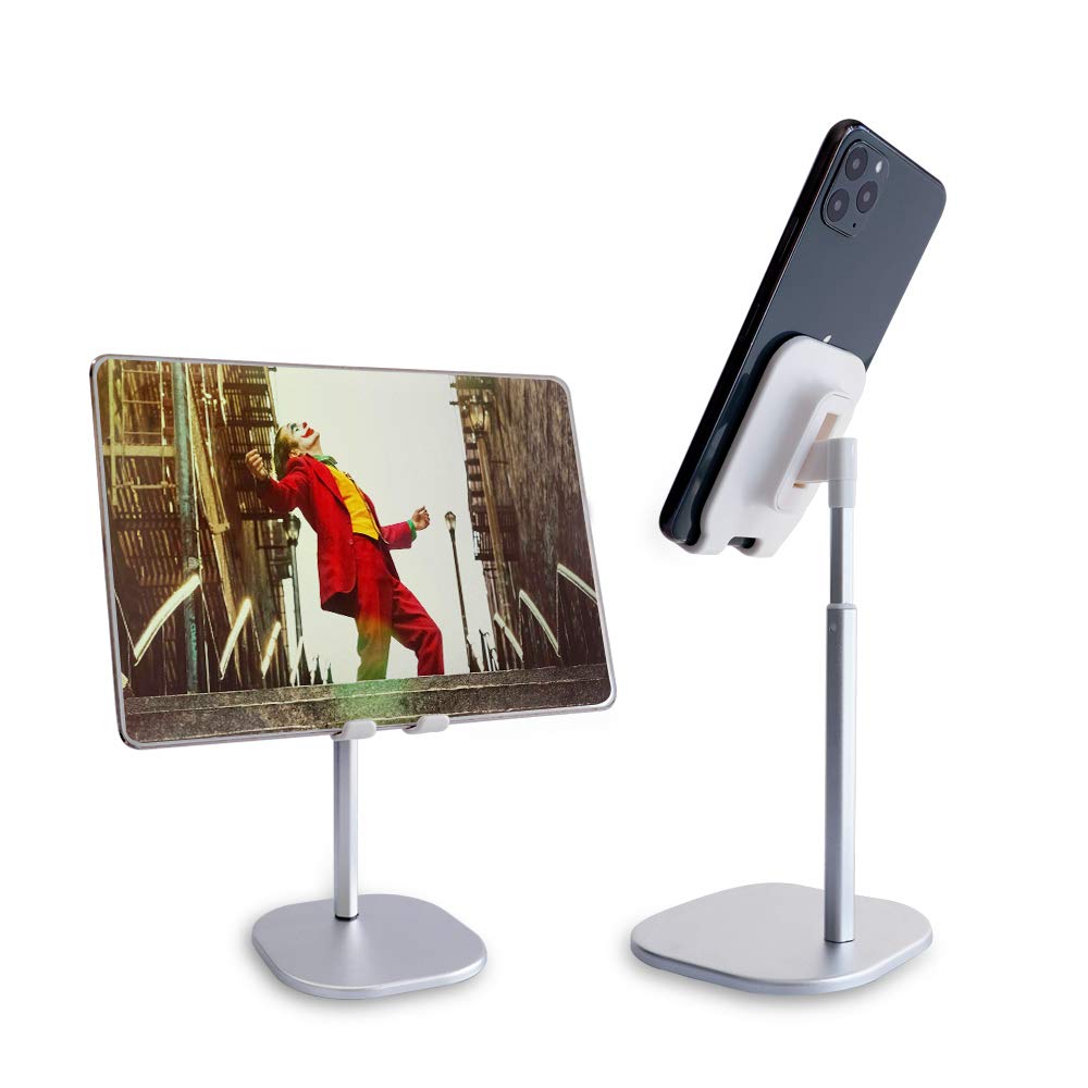 Adjustable Aluminum Phone Stand & Tablet Holder for Desk - Durable Cell Phone Stand for iPhone, Samsung, Google Pixel - Perfect for Office, Home, Video Calls & Hands-Free Viewing