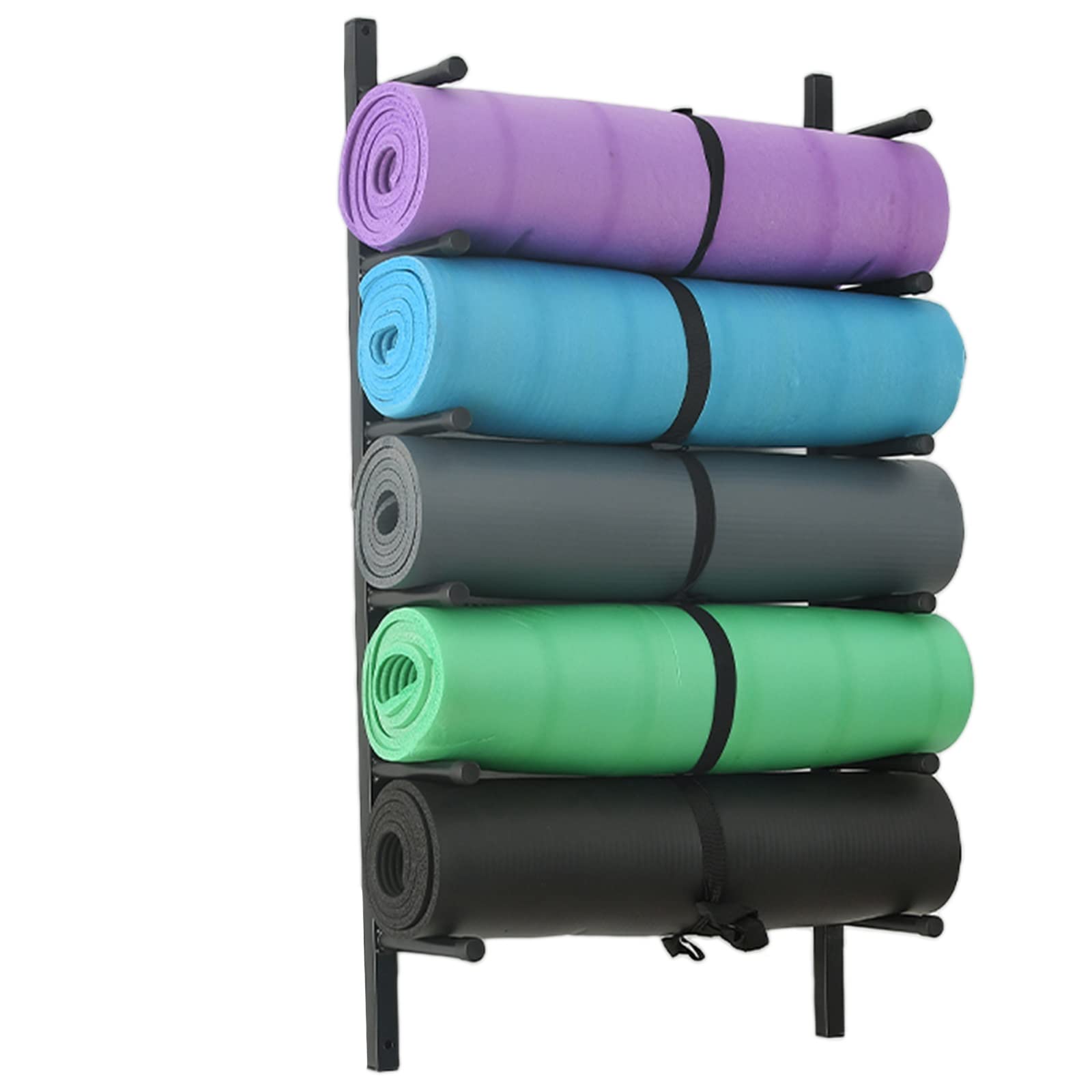 6-Tier Adjustable Metal Yoga Mat Storage Rack - Organizer for Foam Rollers, Towels & Resistance Bands - Perfect for Home Gym, Yoga Studio & Fitness Equipment Storage