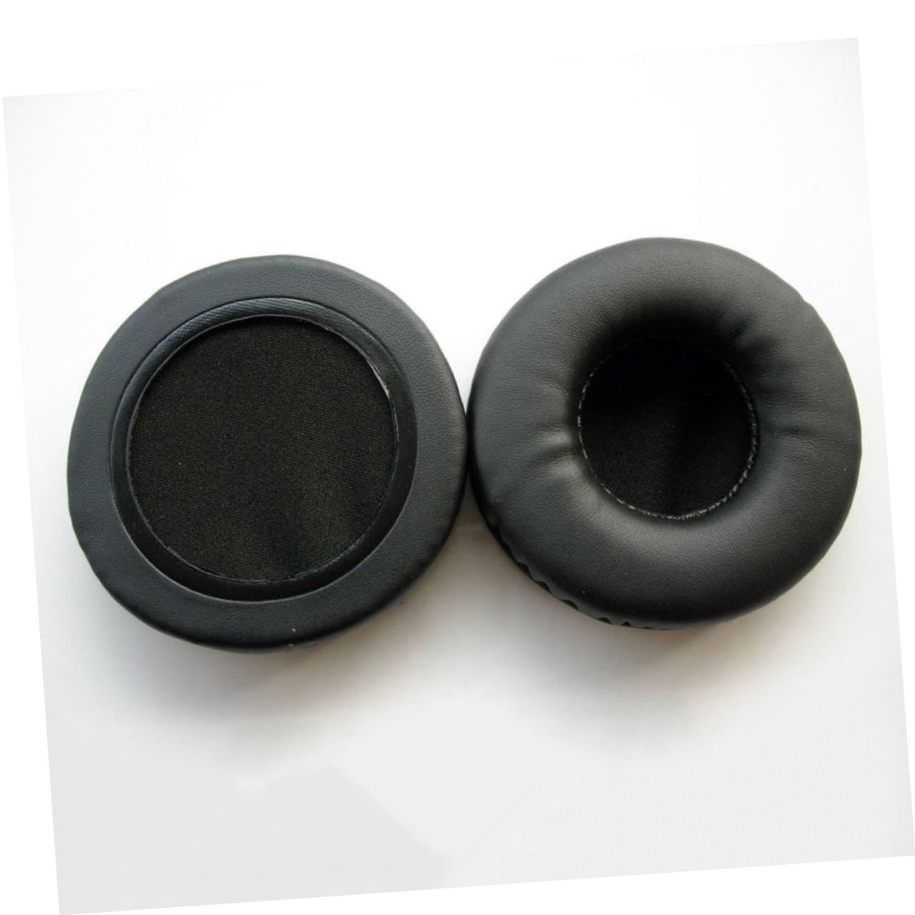 CAXUSD 2 Pack Round Leather Earphone Covers - Noise Reduction Headphone Pads, Comfortable Fit for Headphones (Black) | Perfect for Travel, Work & Home Use