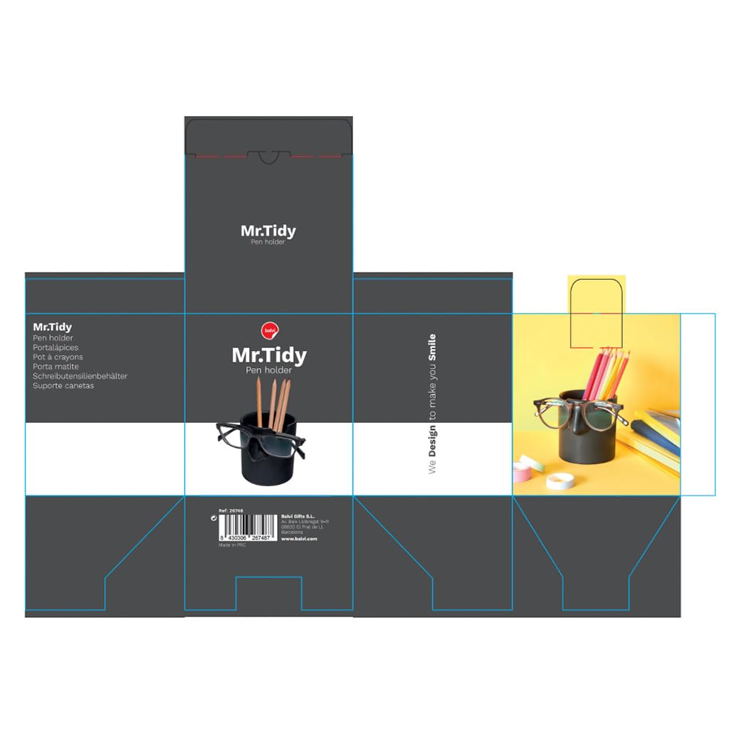 Mr. Tidy Pencil Holder & Glasses Organizer - Black - Keep Your Glasses Safe and Organized | Perfect for Office, Home Desk, and Car Storage