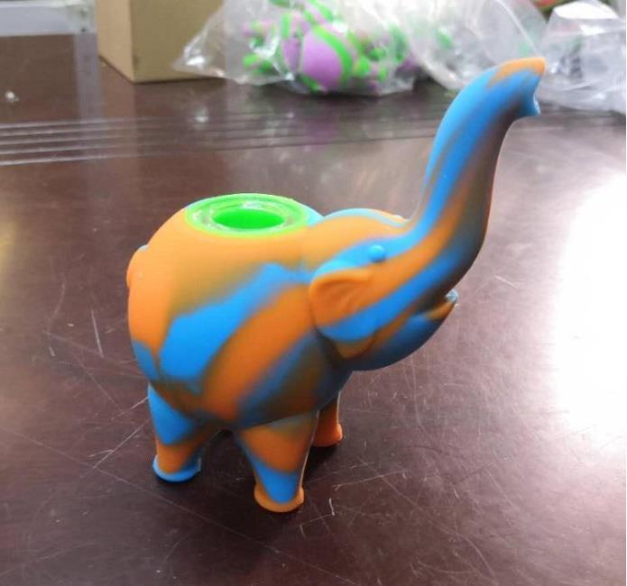 4.9 Inch Silicone Mini Bubbler Elephant Water Pipe - Food Grade Oil Rig with Multiple Color Options | Portable & Durable for Travel, Camping, and Home Use