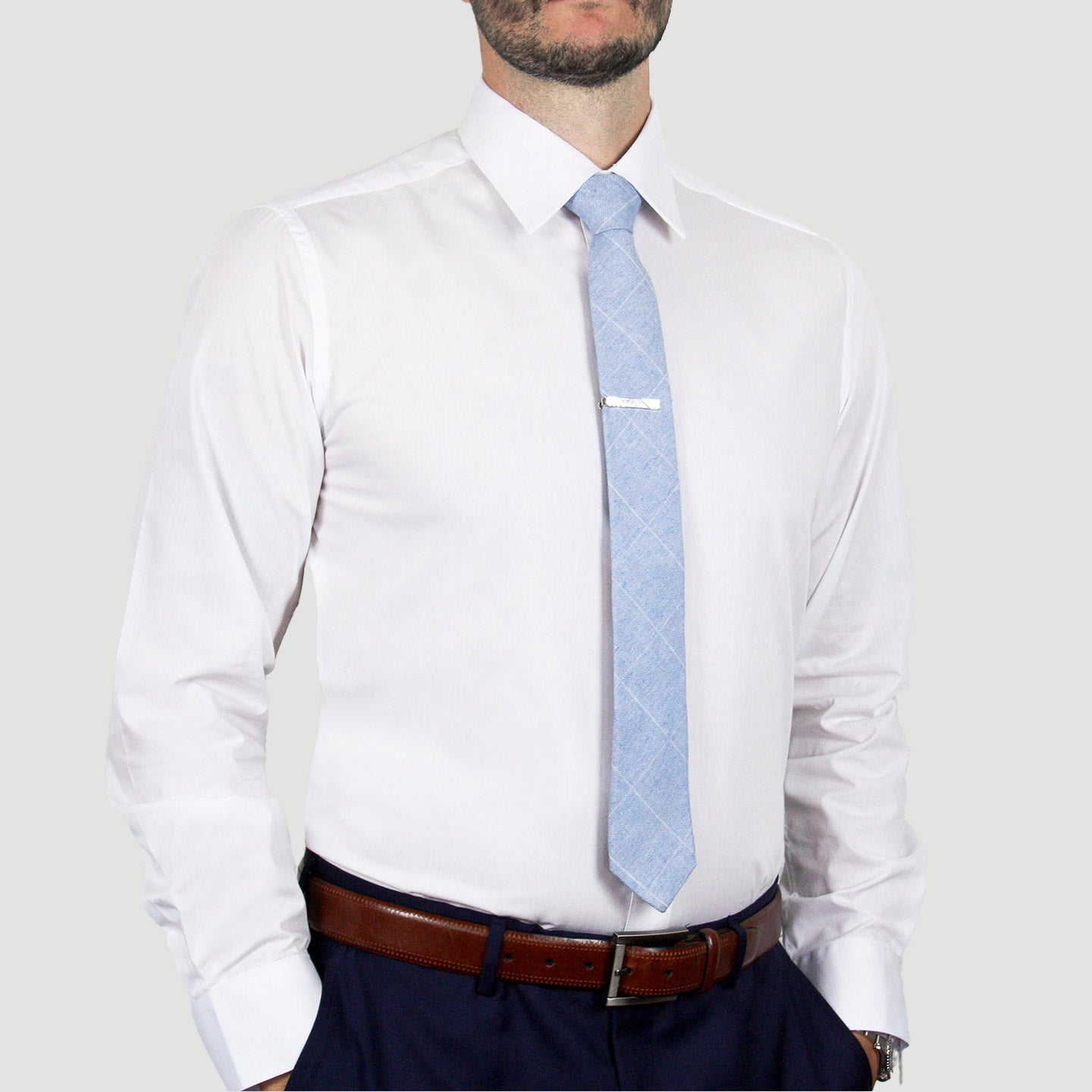 ARTURO Modern Fit Long Sleeve White Dress Shirt for Men - Slim Business Casual Office Wear & Formal Events