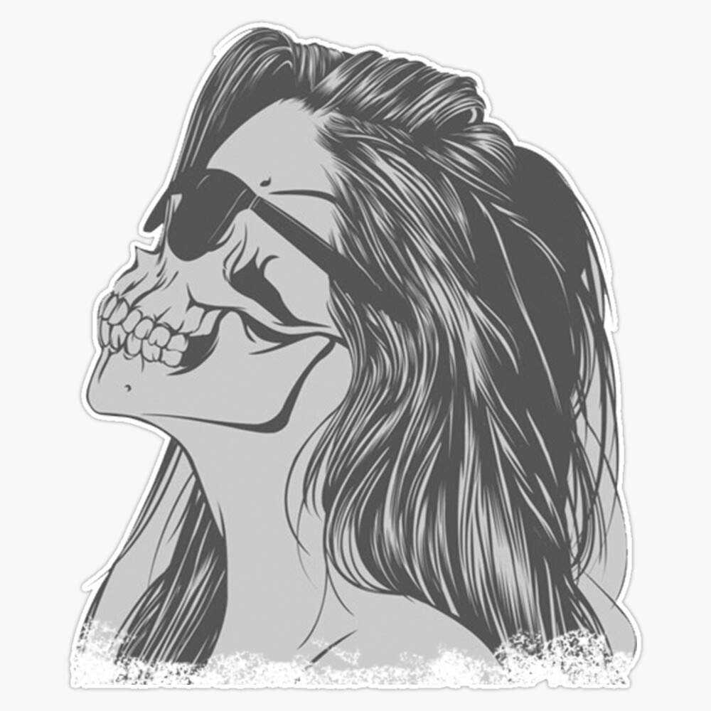 Cool Skull Girl Vinyl Waterproof Sticker - 5