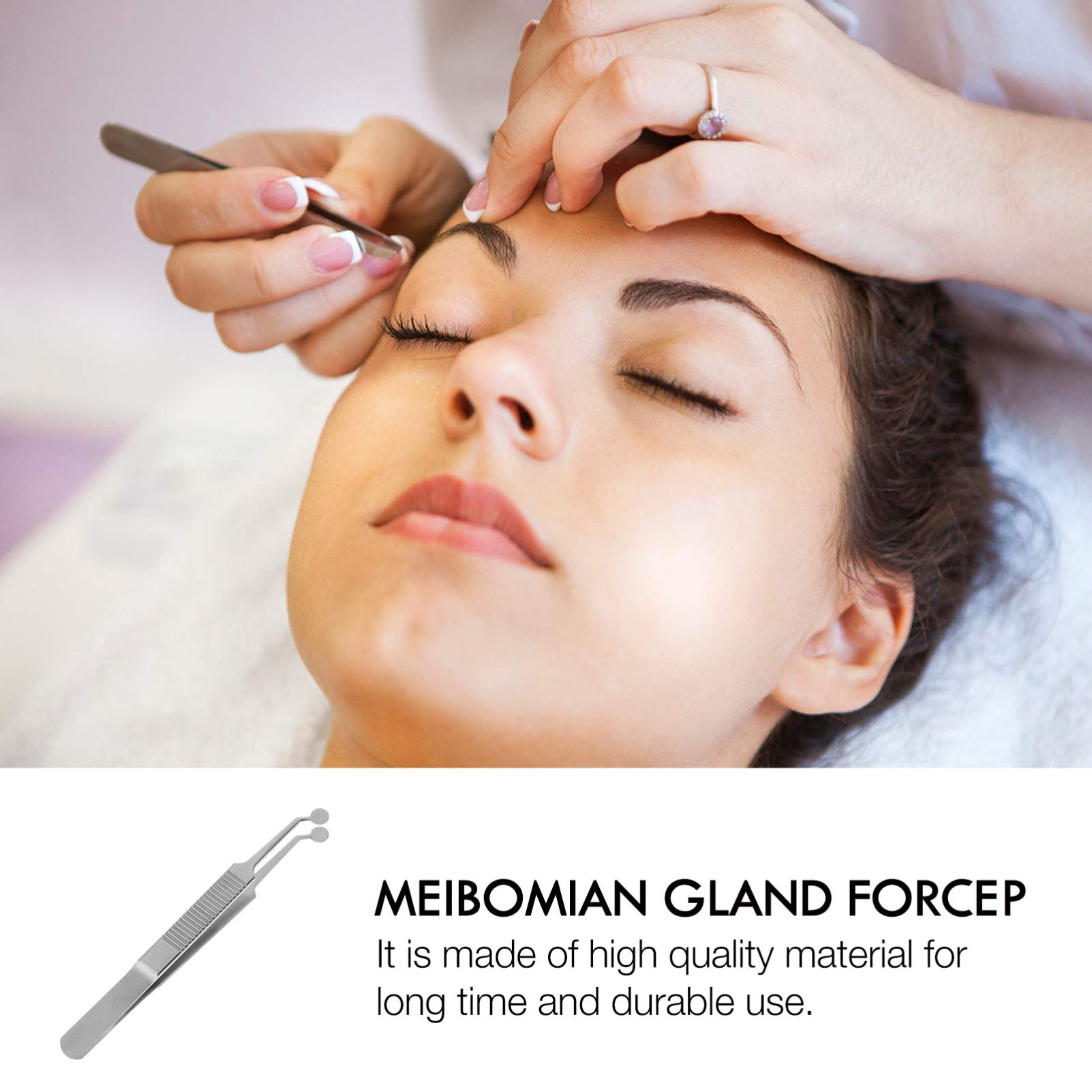 Mikikit Eyelid Massage Tweezers - Stainless Steel Round Head Meibomian Gland Expressor for Dry Eyes Relief | Perfect for Home Eye Care & Professional Use