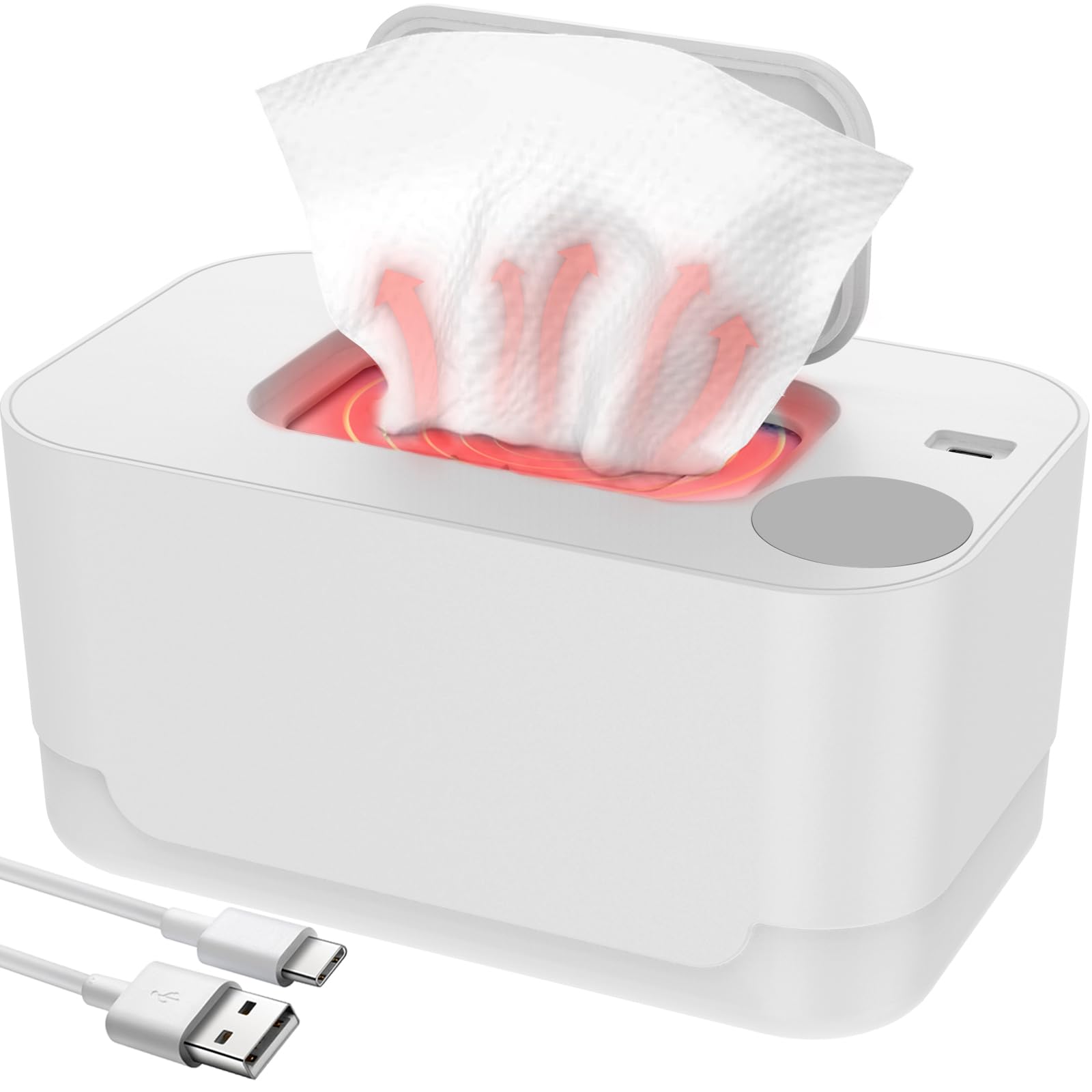 Baby Wipe Warmer with LED Light - 3 Adjustable Temperature Settings, Portable Wet Wipes Heater & Dispenser for Newborns | Keeps Wipes Warm & Moist | Perfect for Nursery, Diaper Changes & On-the-Go Parenting