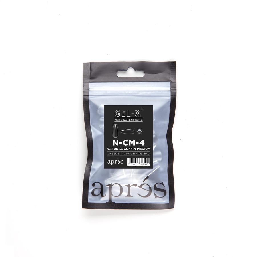 Apres Gel X Refill Bags - Natural Coffin Medium Size 4 (50 Pcs) | Professional Nail Extension Kit for Salon & Home Manicure | Perfect for DIY Nail Art & Long-Lasting Gel Extensions