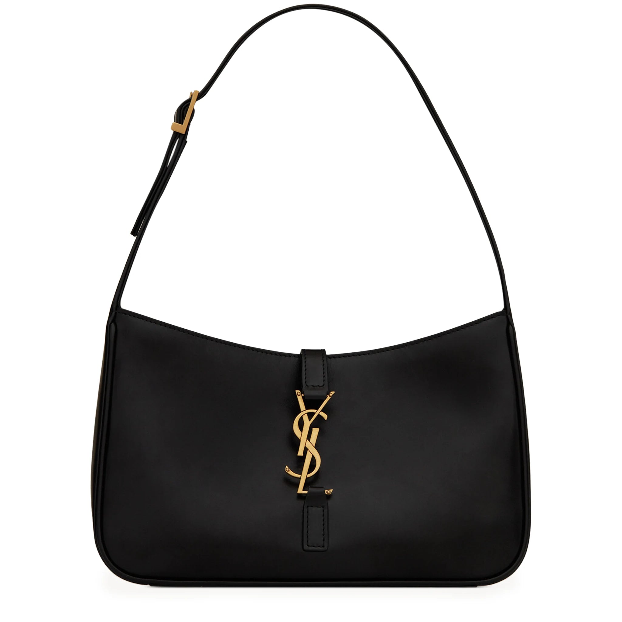 Saint Laurent Logo Plaque Black Hobo Bag - Luxury Leather Shoulder Purse for Women | Perfect for Work, Travel & Evening Out