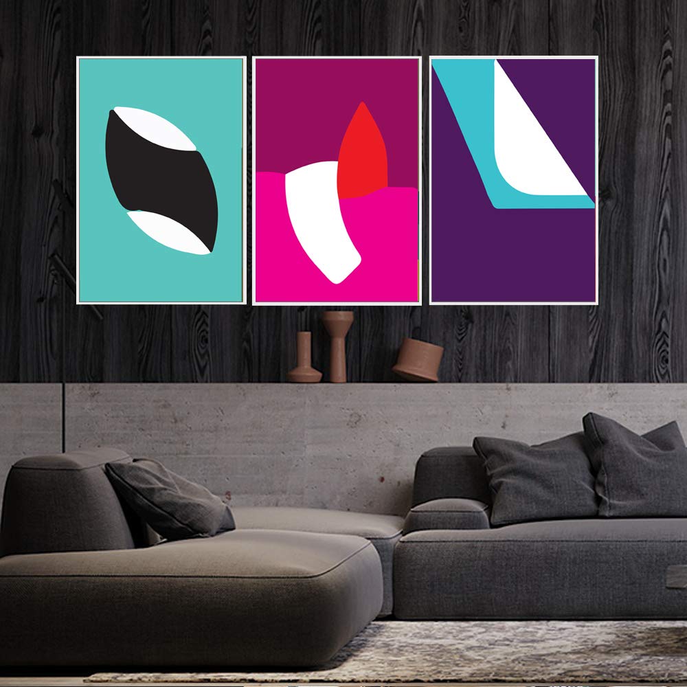 Floating Framed Canvas Wall Art Set of 3 - Modern Geometric Prints for Living Room & Bedroom Decor - 16x24 Inch Ready-to-Hang Wall Decor - Perfect for Home, Office & Gift Giving