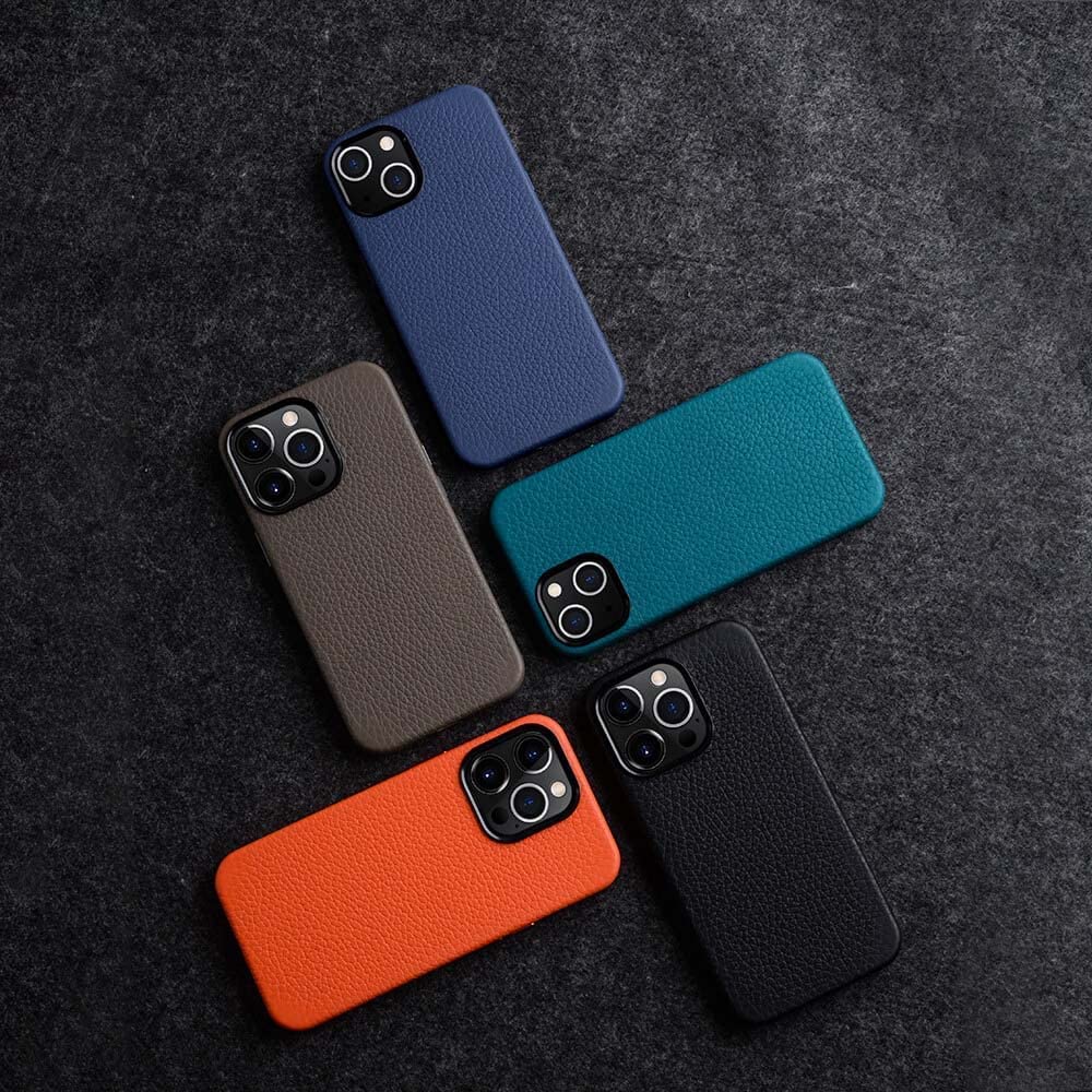 Premium Genuine Leather iPhone 13 Case (6.1 Inch 2021 Model) - Luxury Litchi Texture Back Cover with Soft Microfiber Lining (Black) - Perfect for Business Professionals & Everyday Protection