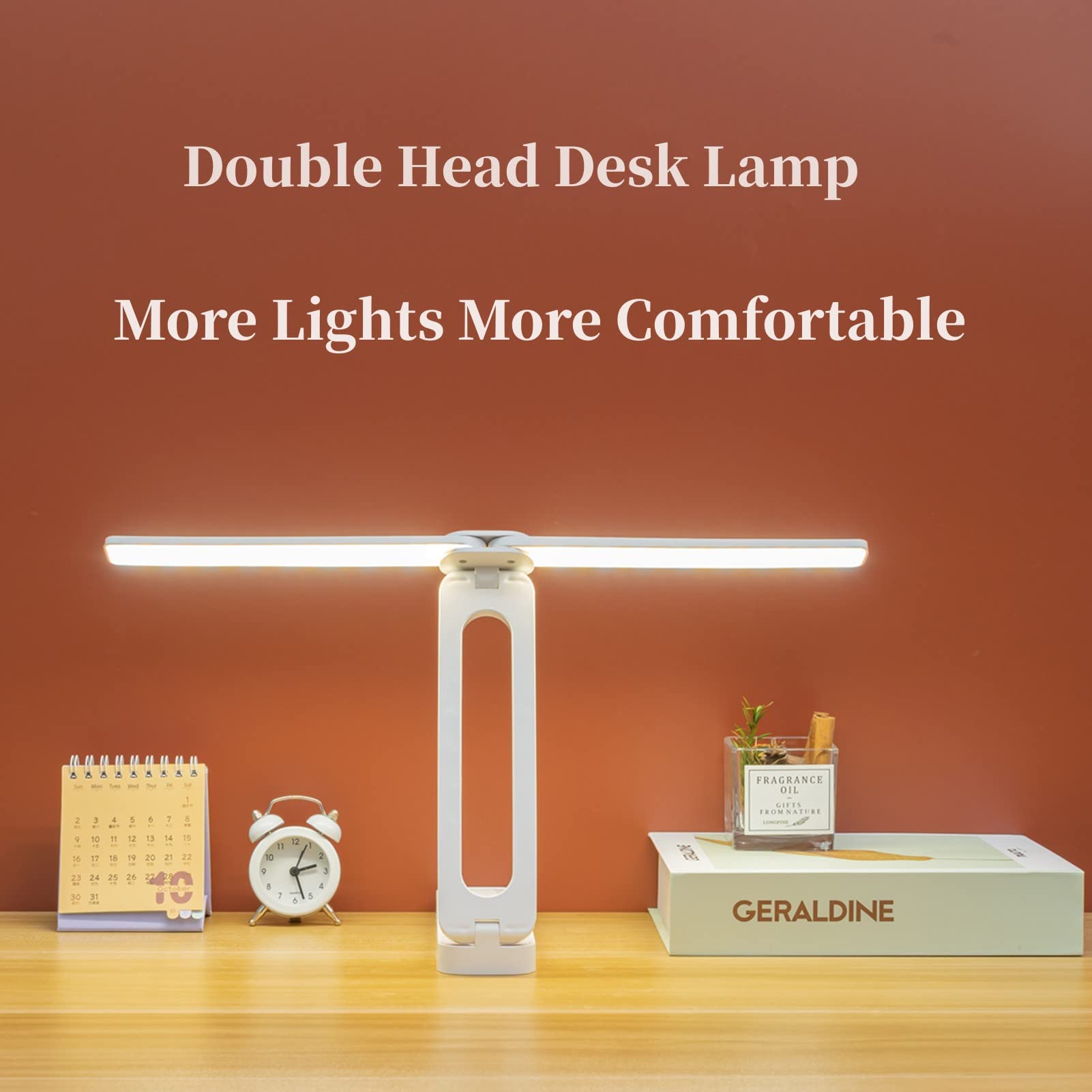 Rechargeable Double Head Desk Lamp with Large Lighting Area, Foldable & Portable USB-C Mini Lamp for Small Spaces, College Dorm, Office & Travel | Perfect for Studying, Reading & Nightstand Use (Blue)