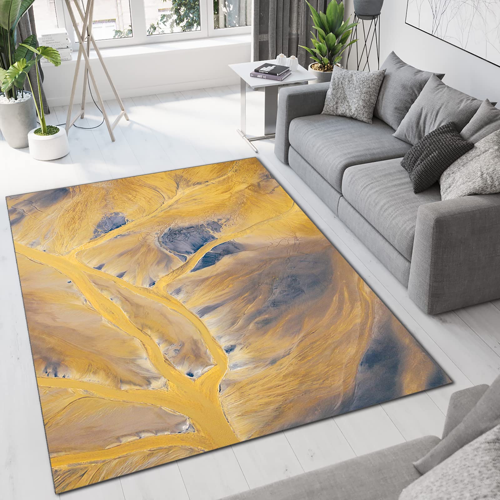 Modern Abstract Mountain Path Area Rug 5x8ft - Soft, Comfortable & Non-Slip Bedroom Rug with Fashionable Design - Breathable & Firm for Living Room, Bedroom & Leisure Areas - Perfect for Cozy Home Decor & High-Traffic Spaces