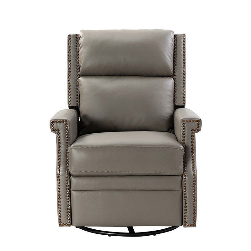 Canace Modern Genuine Leather Manual Glider Rocker Recliner Chair - Comfortable Swivel Lounge Chair for Living Room, Nursery, and Office Relaxation