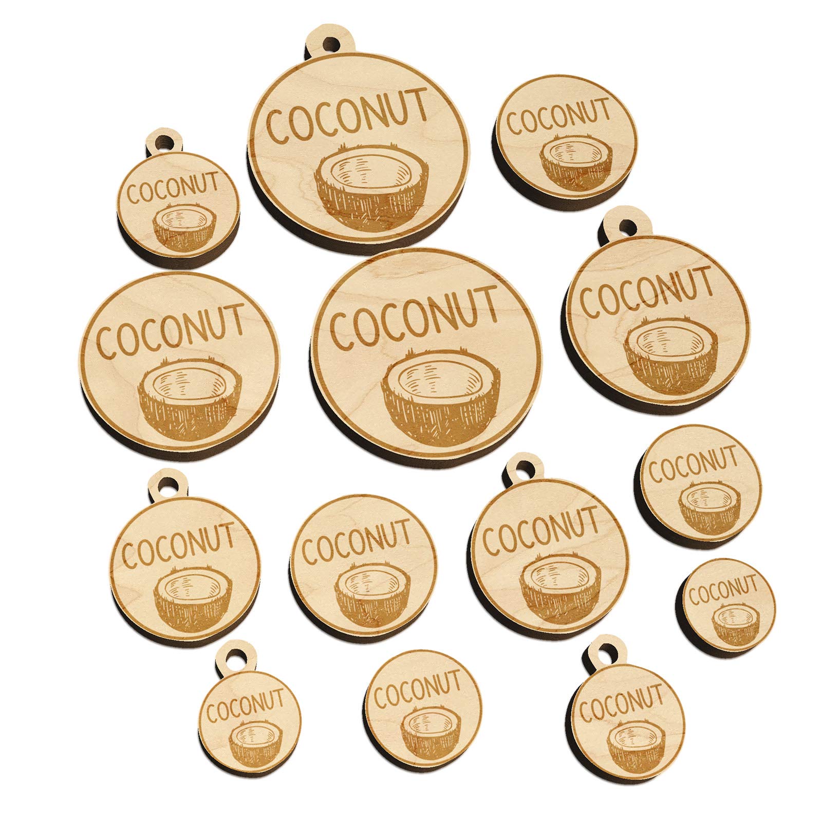 20mm Mini Wood Shape Charms - Coconut Scented DIY Jewelry Craft Pieces (15pcs, No Hole) for Necklaces, Bracelets & Scrapbooking Projects