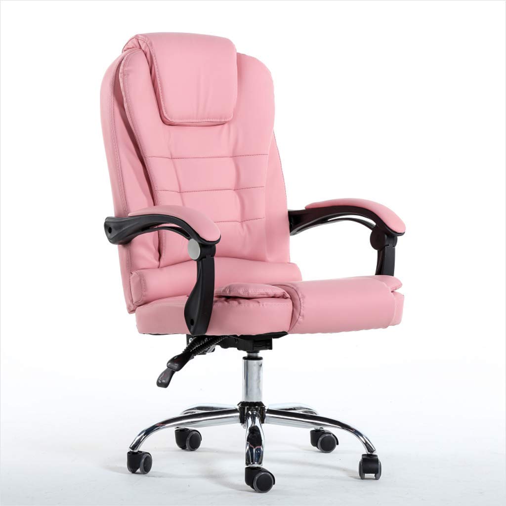 Ergonomic Office Desk Chair - Adjustable Leather Computer Chair for Home, Work & Gaming - Pink Executive Chair with Footrest for Comfortable Study & Leisure Use