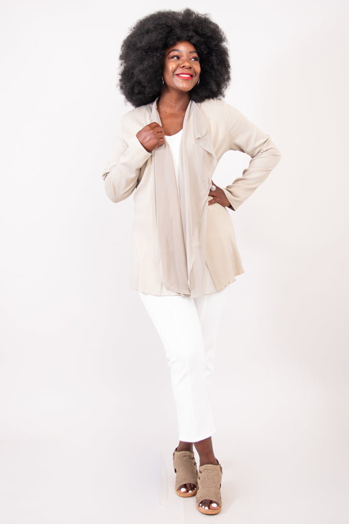 Diana Jacket Women's Lightweight Linen Bamboo Blend Sand Coat - Perfect for Spring & Summer Outdoor Activities