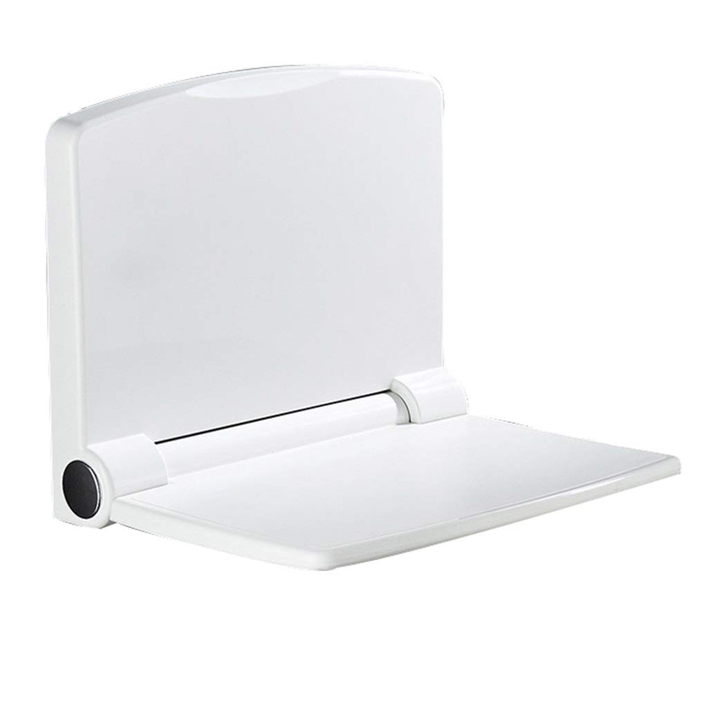 Foldable ABS Wall Mounted Shower Chair with Backrest - White Safety Bath Bench for Elderly, Disabled & Adults | Non-Slip Shoe Storage Stool for Living Room, Hallway | Ideal for Bathroom Safety & Home Organization