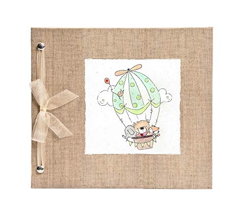 Beautiful Baby Memory Book Keepsake - Unisex Baby Journal & Photo Album with Hot Air Balloon Animals Design | Perfect for Newborn Gifts, Christening Presents & First Year Milestones