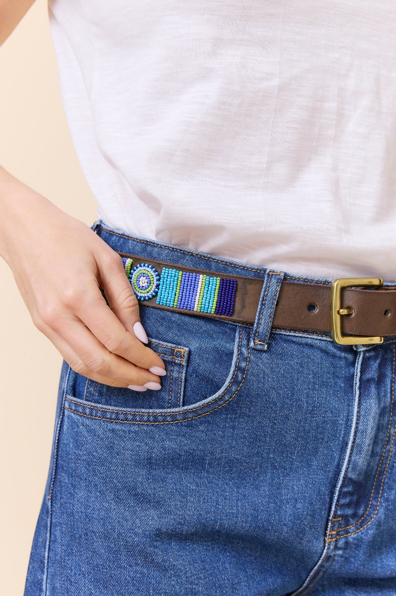 Unisex Toto Belt for Men & Women - Adjustable Turquoise Green Leather Strap | Perfect for Casual Wear, Jeans, and Boho Fashion Outfits