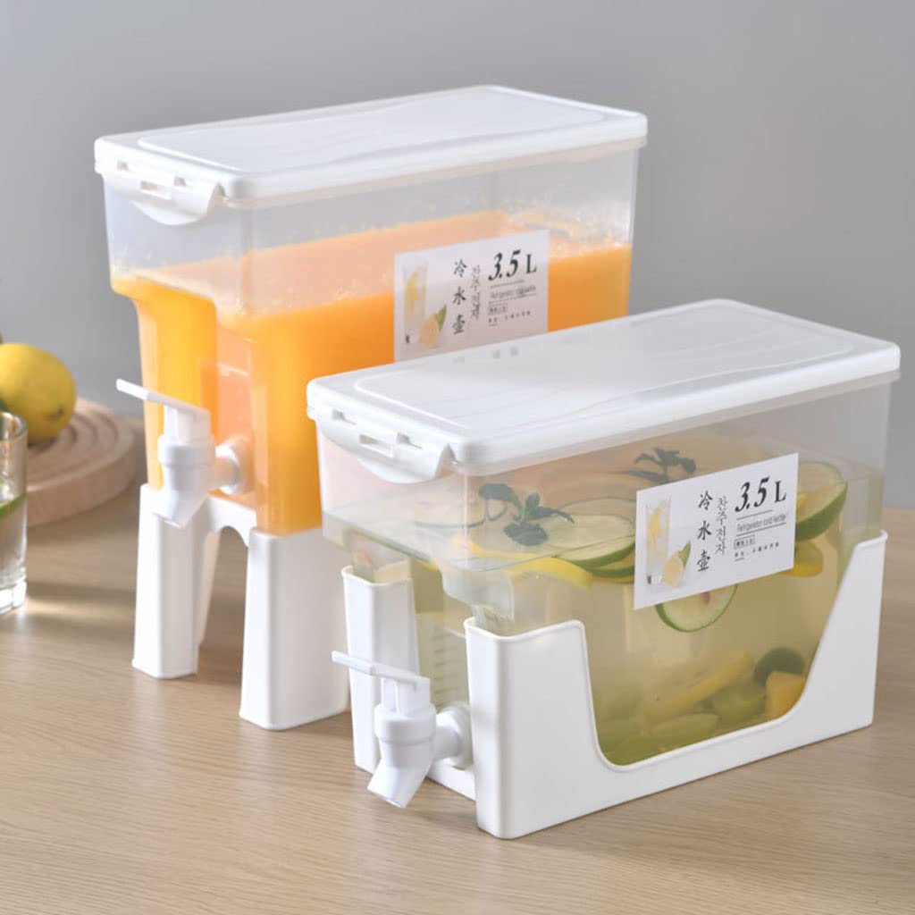 Plastic Beverage Dispenser with Tap for Refrigerator - Transparent Water, Juice, Lemonade Container - Perfect for Parties, BBQs, and Home Use